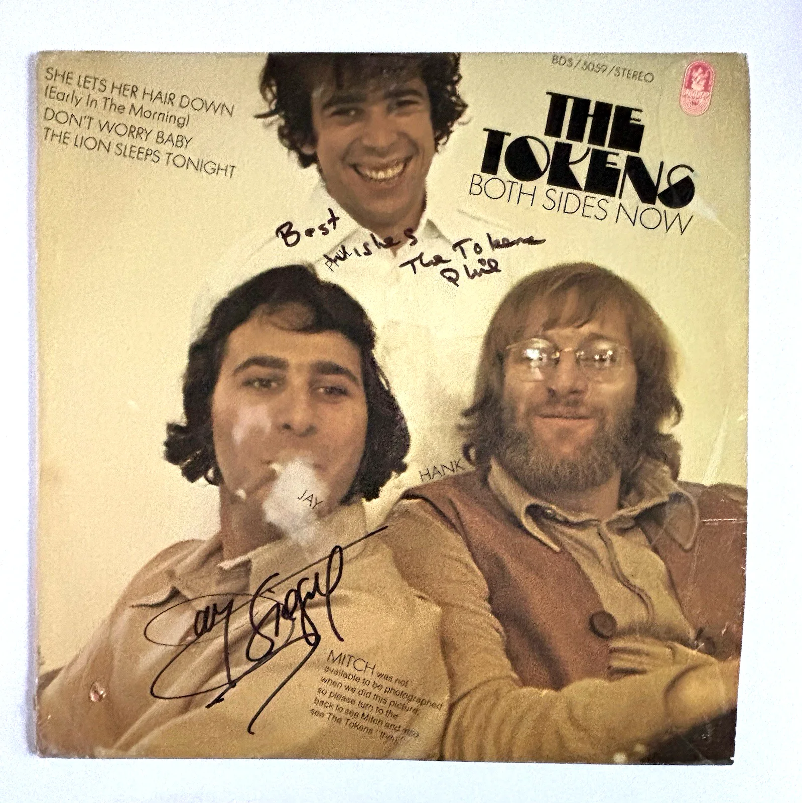 THE TOKENS Signed LION SLEEPS TONIGHT Vinyl RECORD JSA COA Phil Siegel PHIL MARG, изображение 2