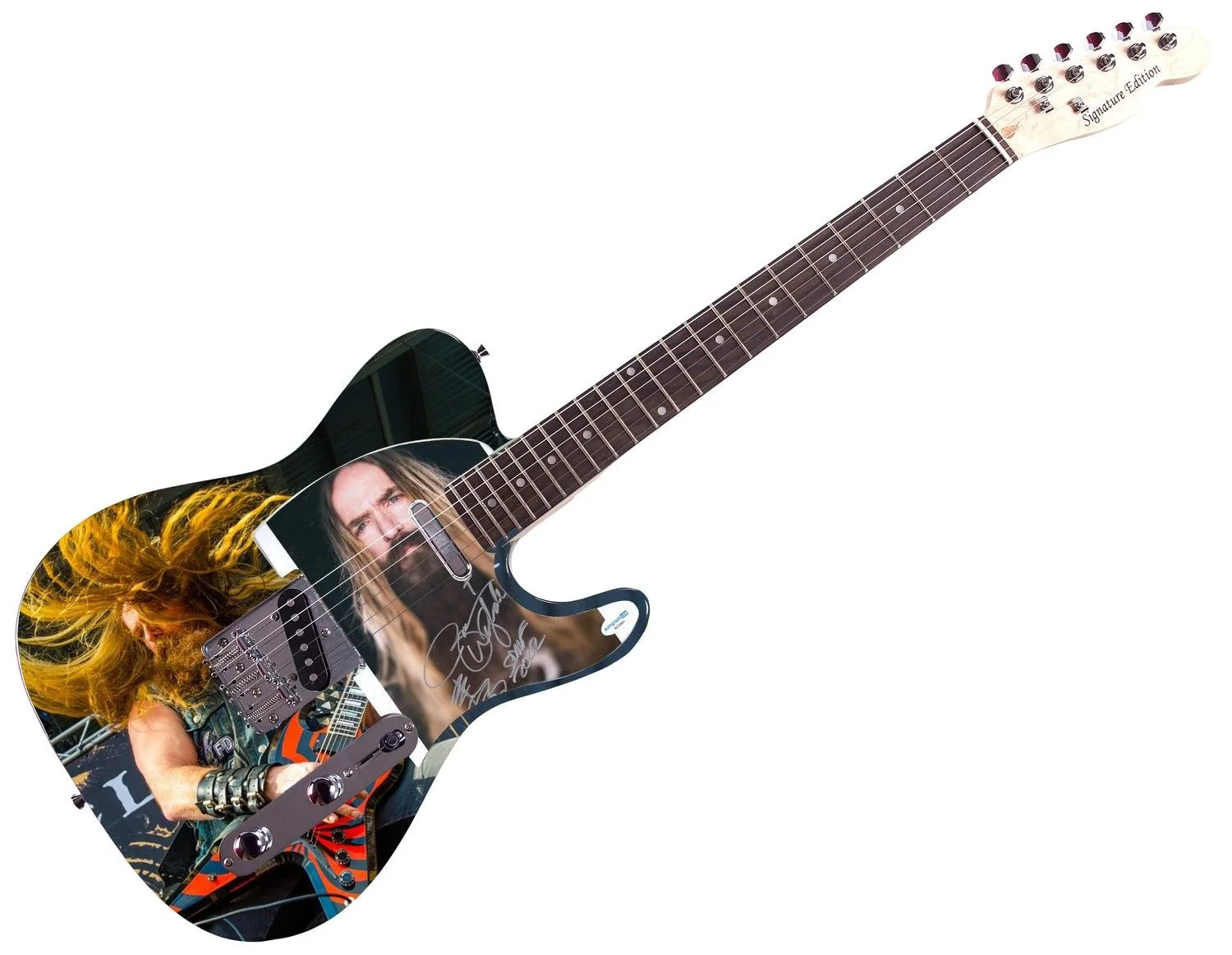 Zakk Wylde Autographed w Sketch Spiral Sonic Fury Custom Graphics Guitar, изображение 2