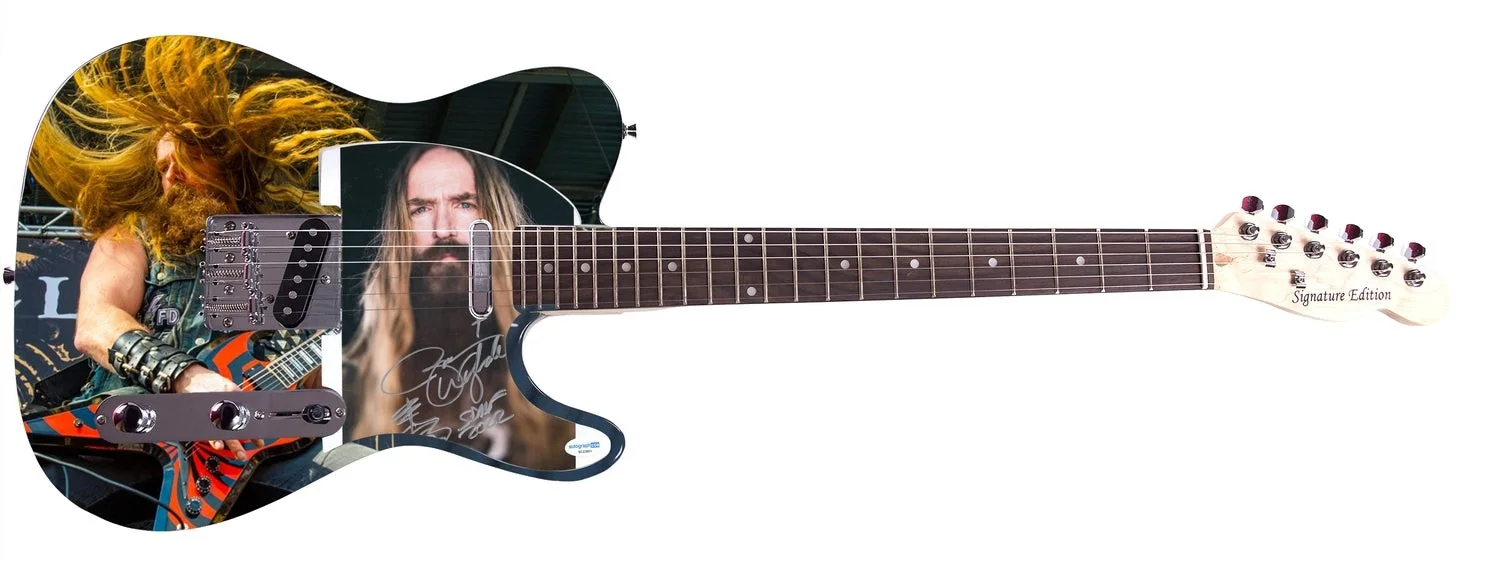 Zakk Wylde Autographed w Sketch Spiral Sonic Fury Custom Graphics Guitar, изображение 3