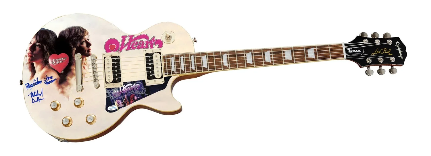 Heart Signed Epiphone Les Paul Custom Graphics Guitar Exact Proof ACOA, image 2