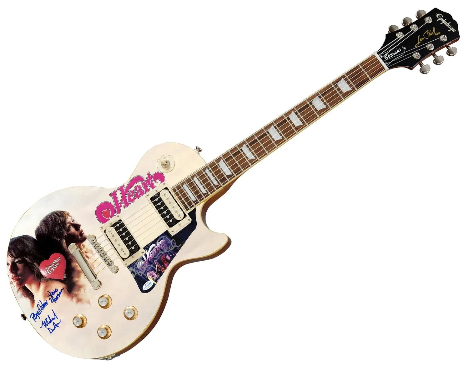 Heart Signed Epiphone Les Paul Custom Graphics Guitar Exact Proof ACOA, image 3