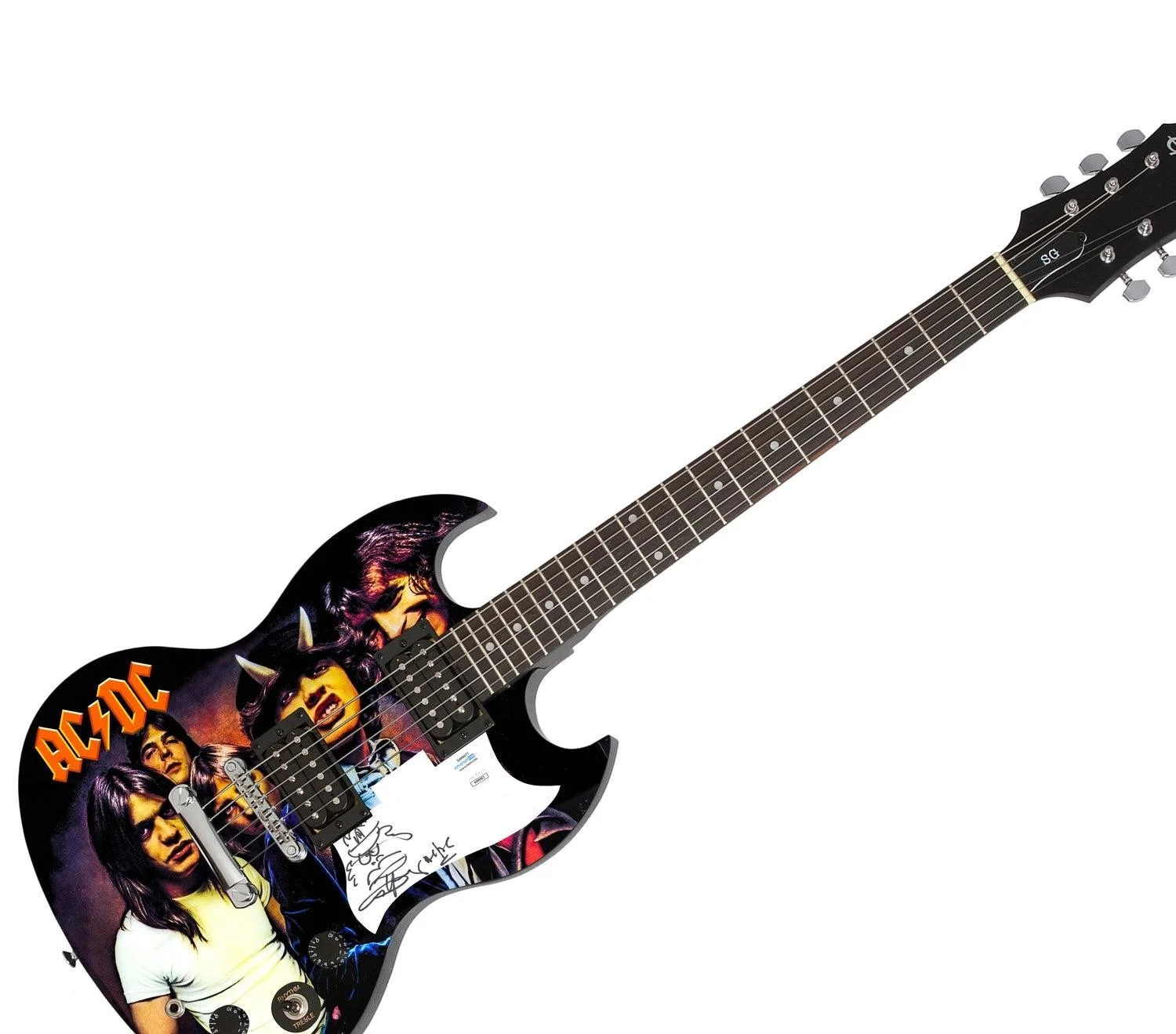 Angus Young AC/DC Autographed Sketch Graphics Highway To Hell Epiphone SG Guitar, изображение 3