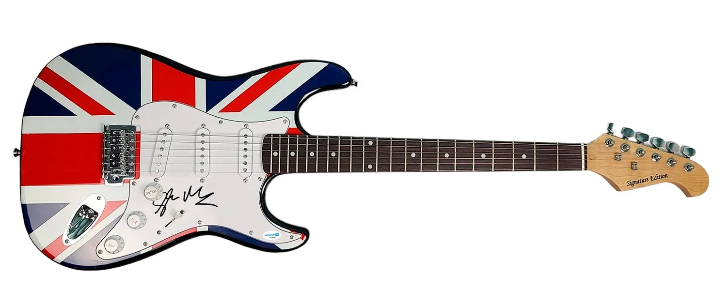 Sex Pistols Glen Matlock Autographed British Flag Custom Graphics Guitar. ACOA, image 3
