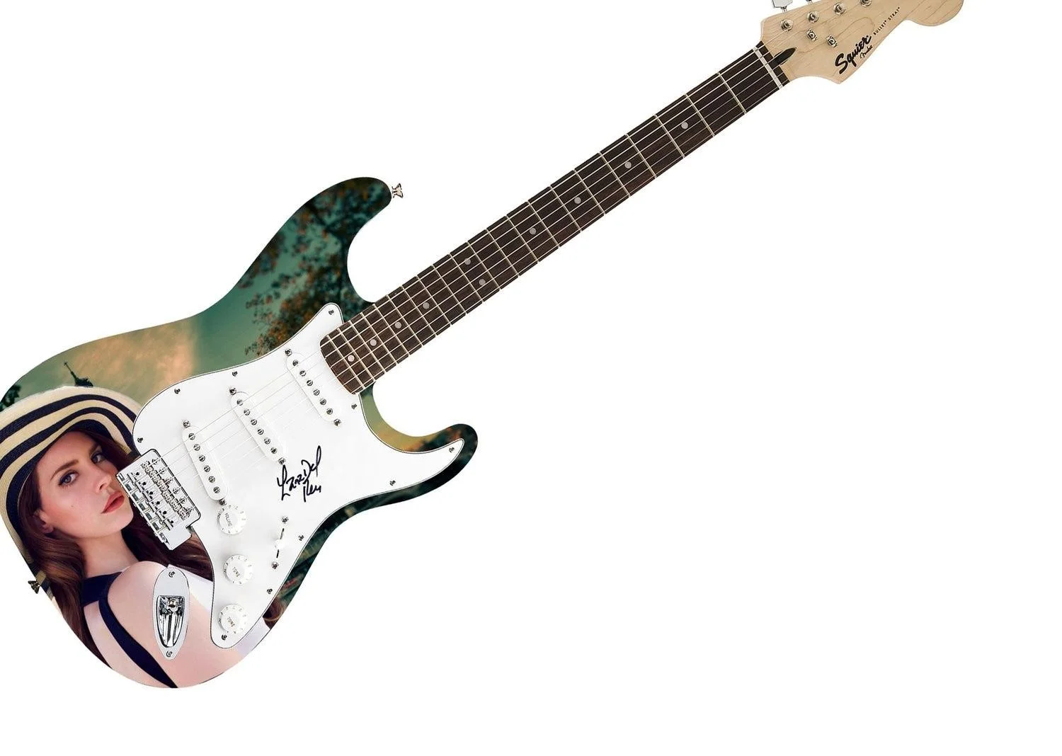 Lana Del Rey Autographed Custom Graphics Guitar, image 3