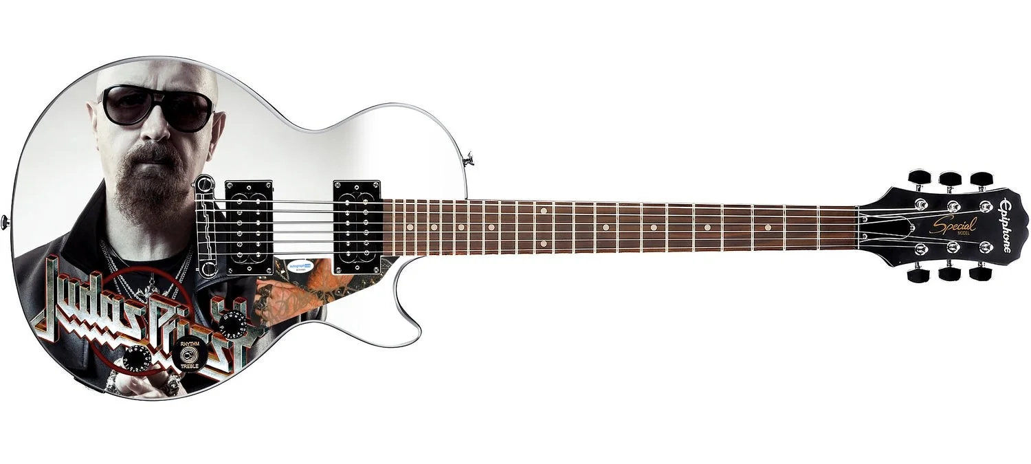 Rob Halford of Judas Priest Autographed Custom Graphics Epiphone Guitar ACOA, image 2