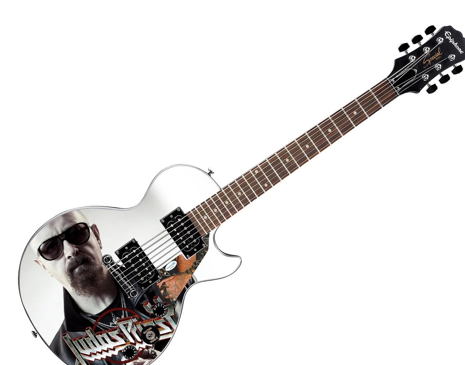 Rob Halford of Judas Priest Autographed Custom Graphics Epiphone Guitar ACOA, image 3