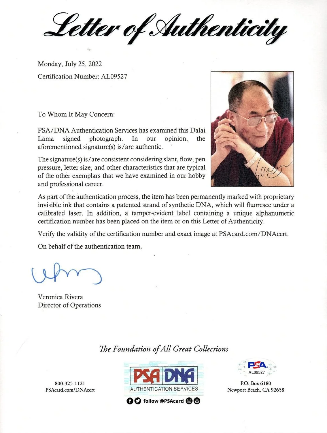 Dalai Lama Autographed Framed Custom Photo Display, image 5