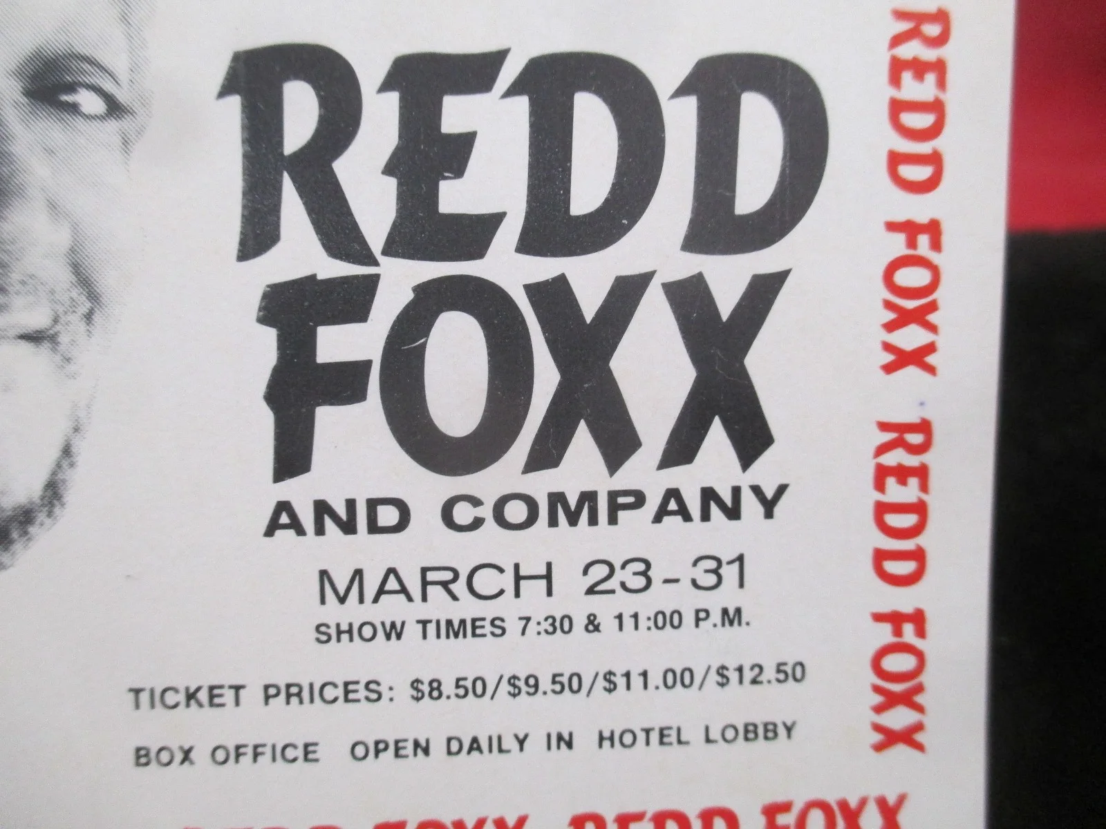 REDD FOXX At FONTAINEBLEAU THEATER MIAMI FL - 5 X 4 PUBLICITY Card March, image 2