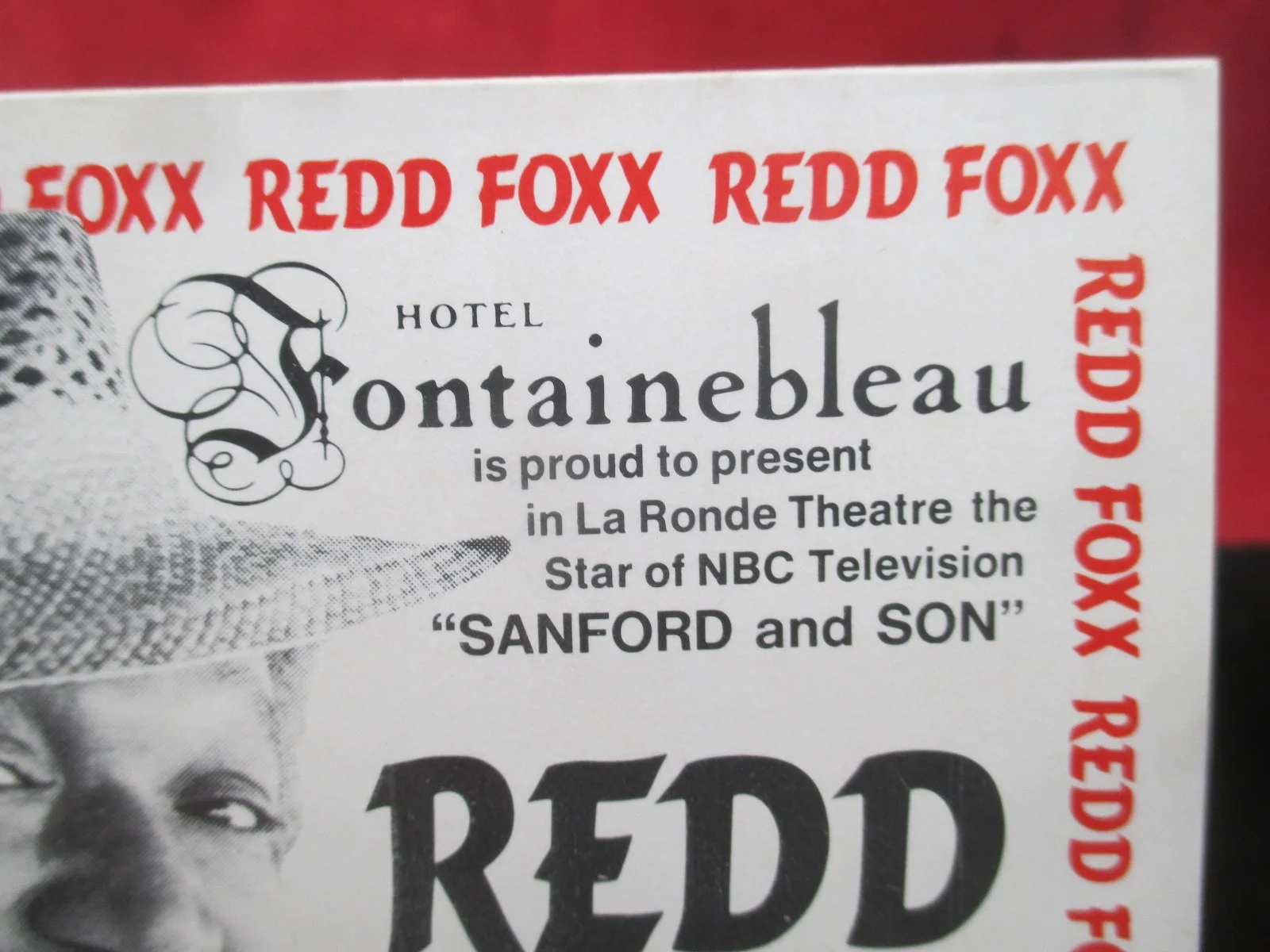 REDD FOXX At FONTAINEBLEAU THEATER MIAMI FL - 5 X 4 PUBLICITY Card March, image 3