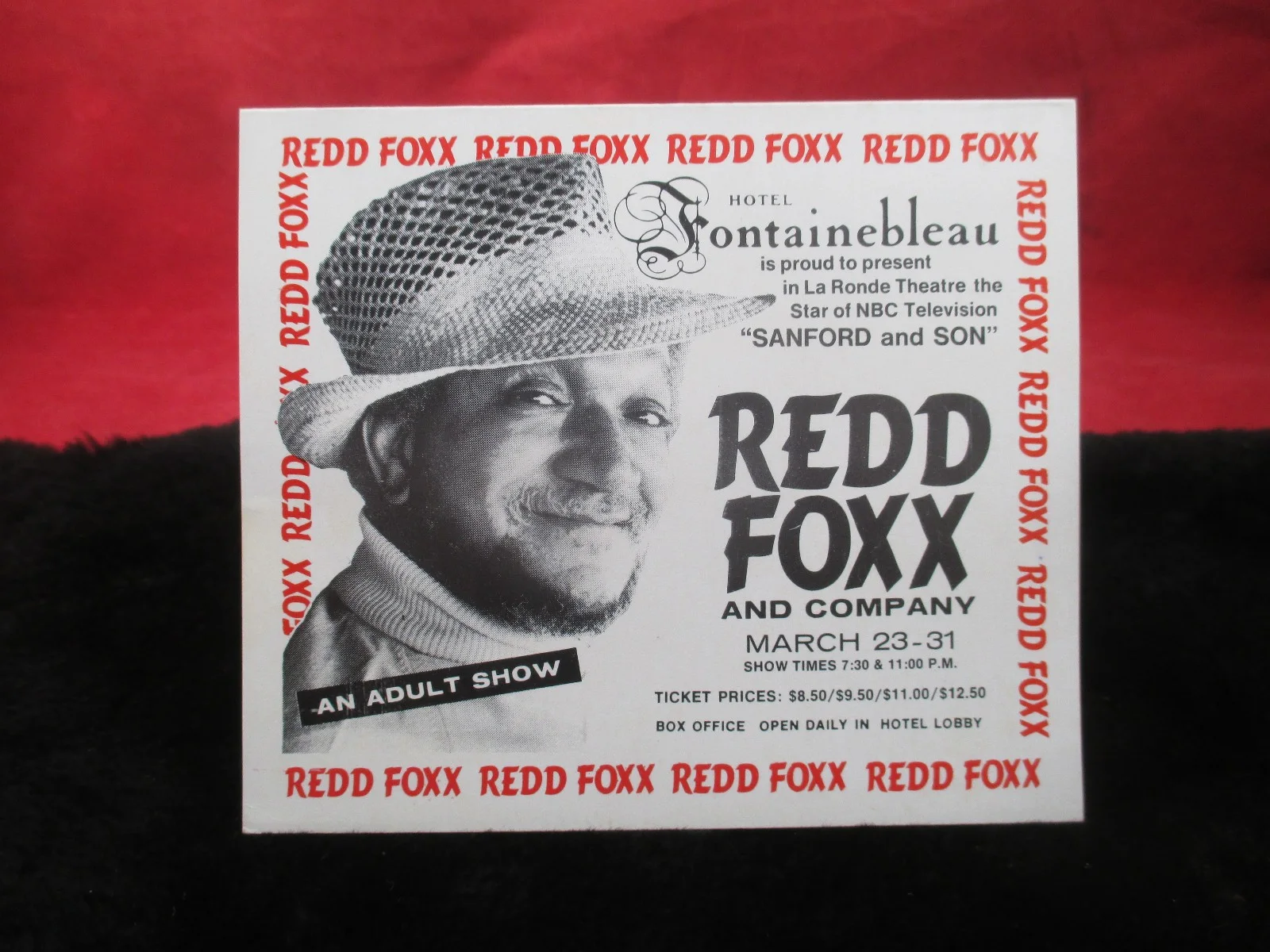 REDD FOXX At FONTAINEBLEAU THEATER MIAMI FL - 5 X 4 PUBLICITY Card March, image 5