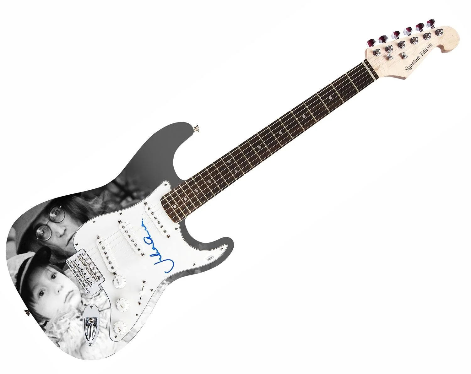Julian Lennon w Beatles John Autographed Custom Graphics Graphics Guitar, image 2