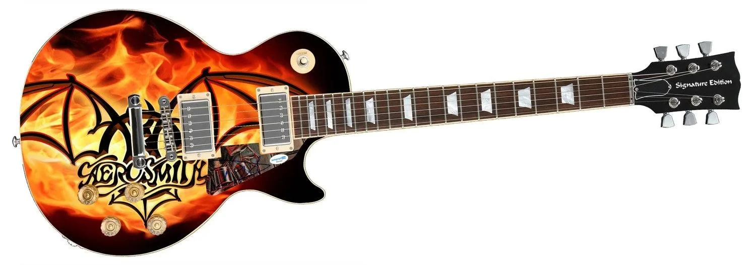 Aerosmith Tom Hamilton Autographed "Aero Inferno" Custom 1/1 Graphics Guitar, image 3