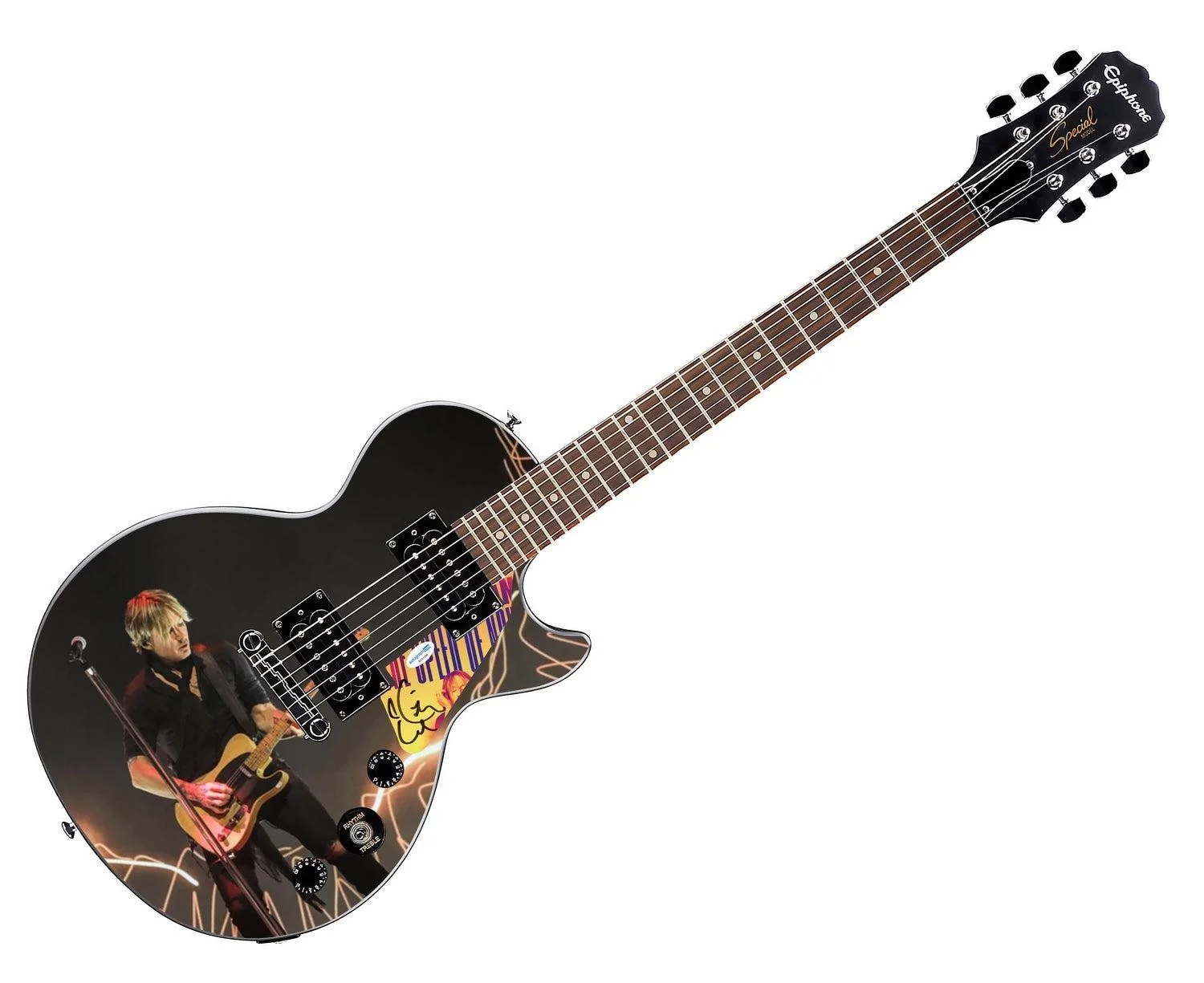 Keith Urban Autographed Custom Epiphone "Live & Lit Up" Graphics Guitar, image 2