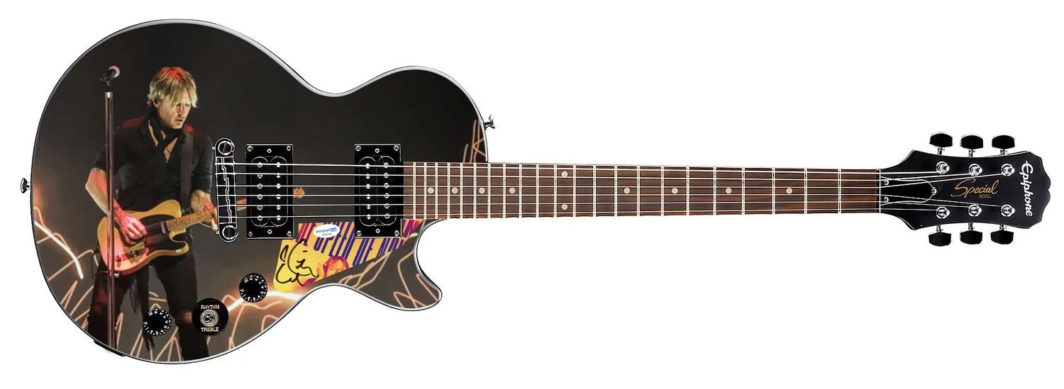 Keith Urban Autographed Custom Epiphone "Live & Lit Up" Graphics Guitar, image 3