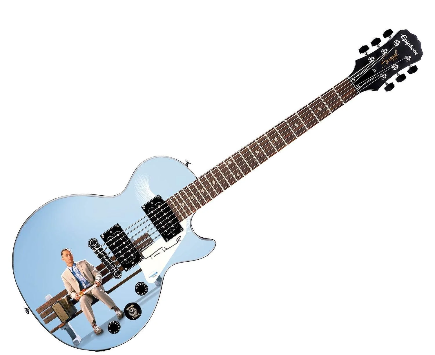 Tom Hanks Autographed Custom 1/1 Forrest Gump Epiphone Graphics Guitar, image 2