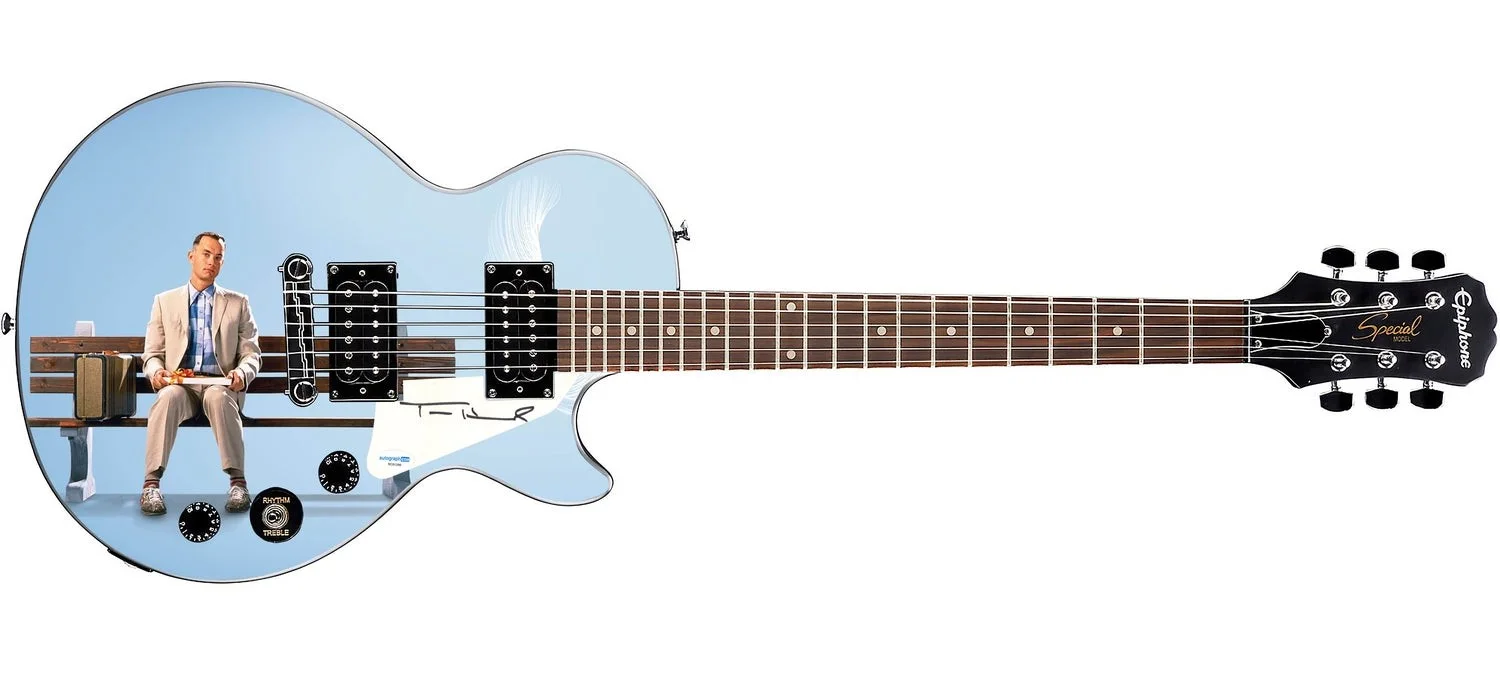 Tom Hanks Autographed Custom 1/1 Forrest Gump Epiphone Graphics Guitar, image 3