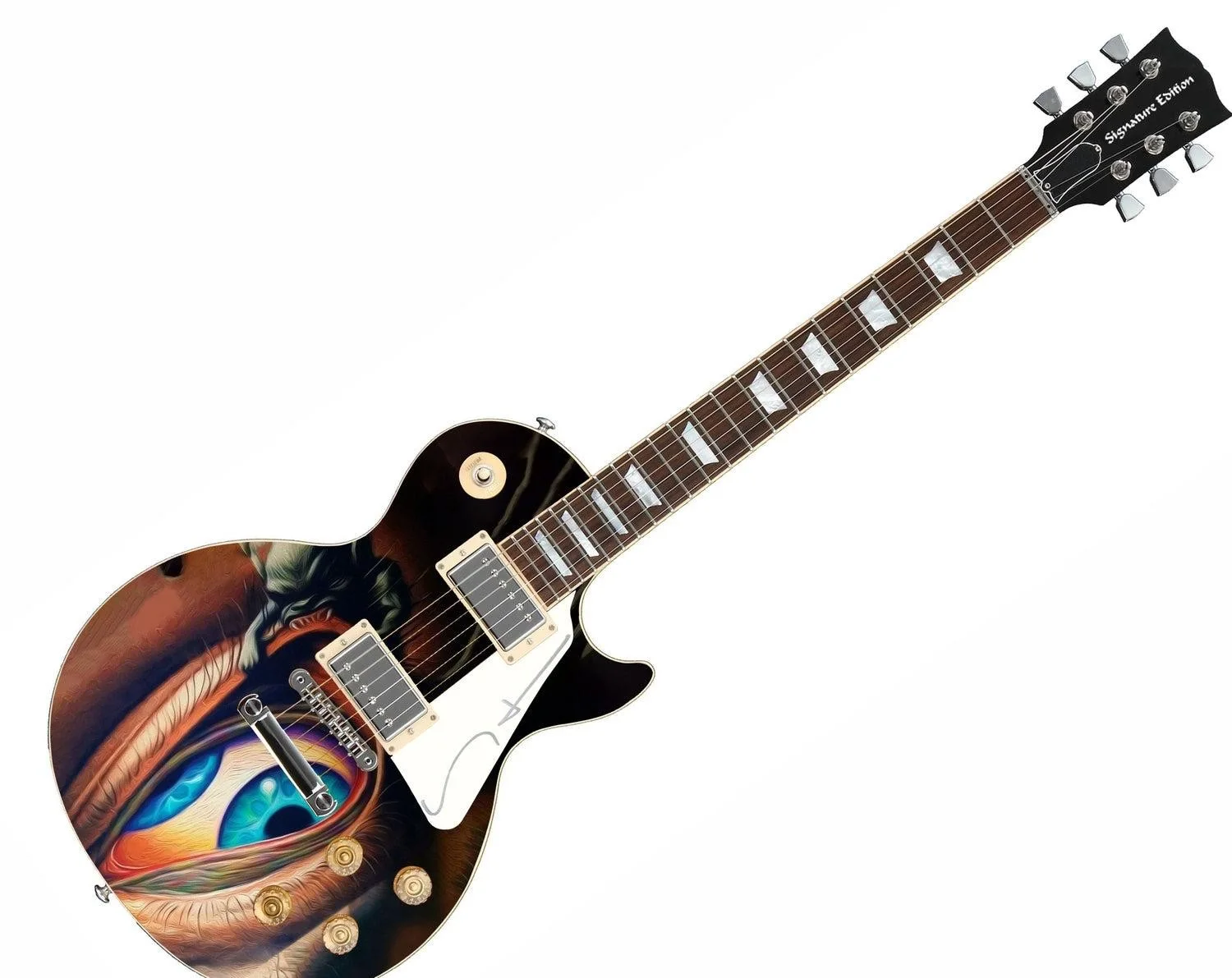 Tool Maynard James Kennan Signed "Third Eye Demon" Custom Graphics Guitar, image 2