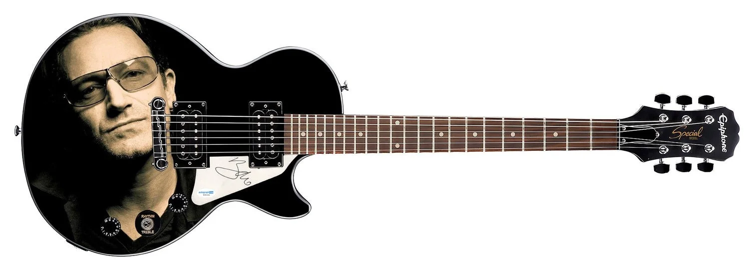U2 Bono Autographed Custom Epiphone Graphics Guitar, image 2