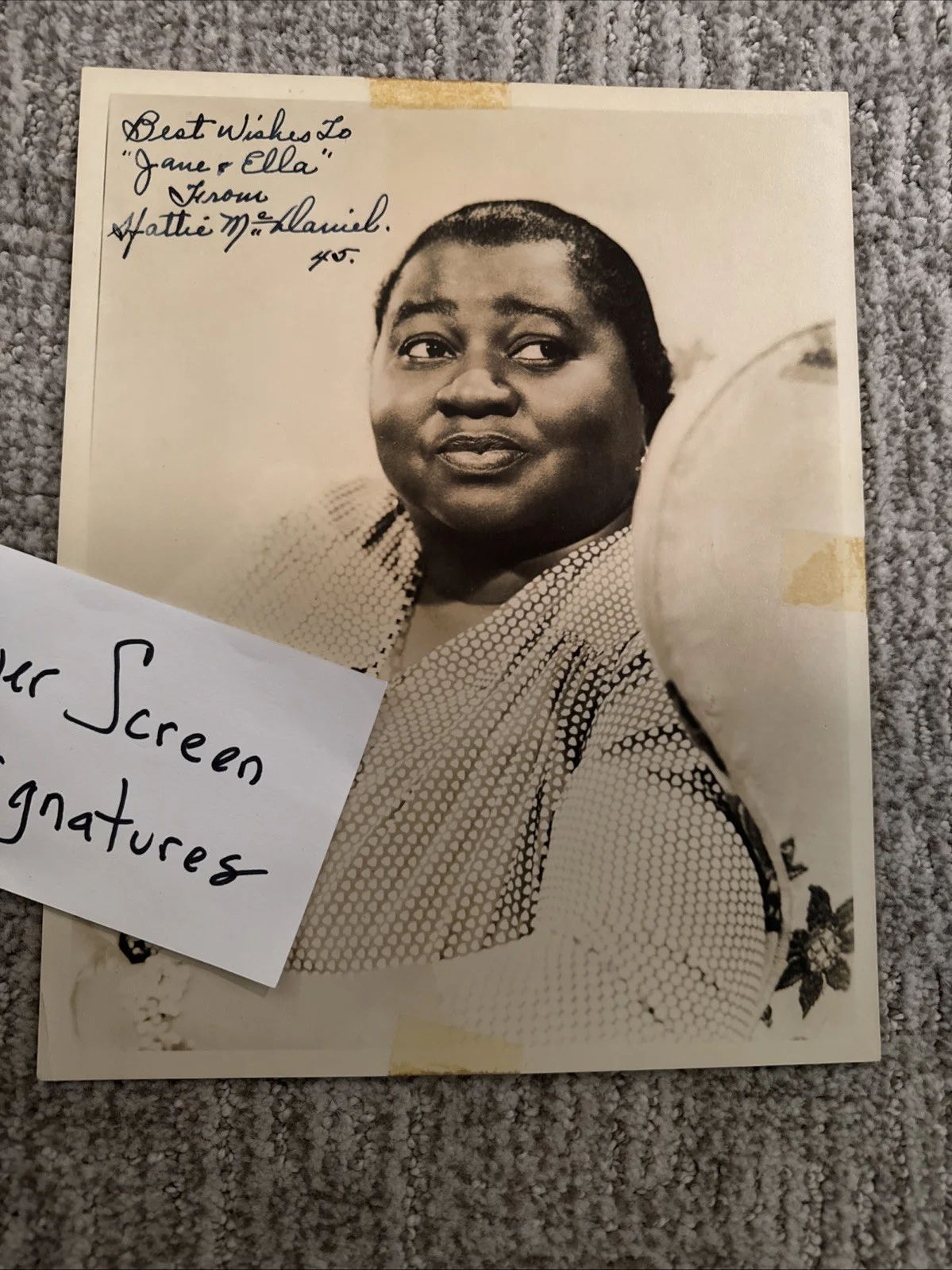 Hattie McDaniel Signed 1945 Photo “Beulah” Autograph First AA Oscar Winner JSA, image 4