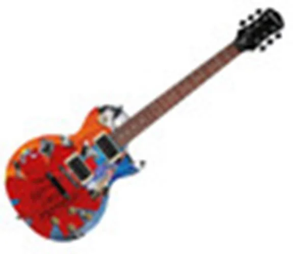 Red Hot Chili Peppers Autographed "Sonic Canvas" 1/1 Les Paul 100 Graphics Guit, image 2