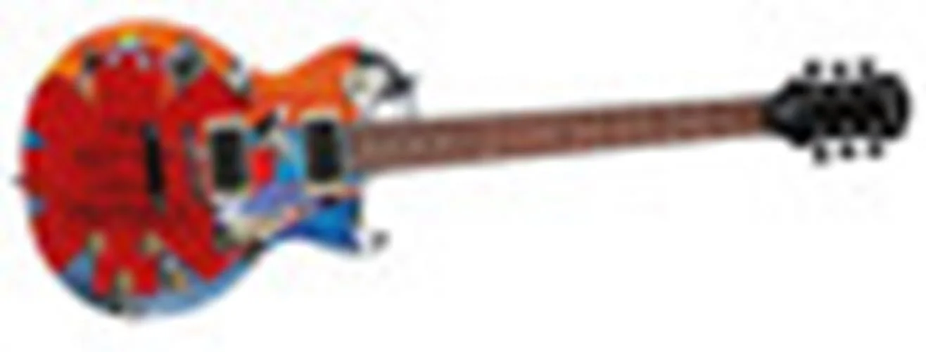 Red Hot Chili Peppers Autographed "Sonic Canvas" 1/1 Les Paul 100 Graphics Guit, image 3