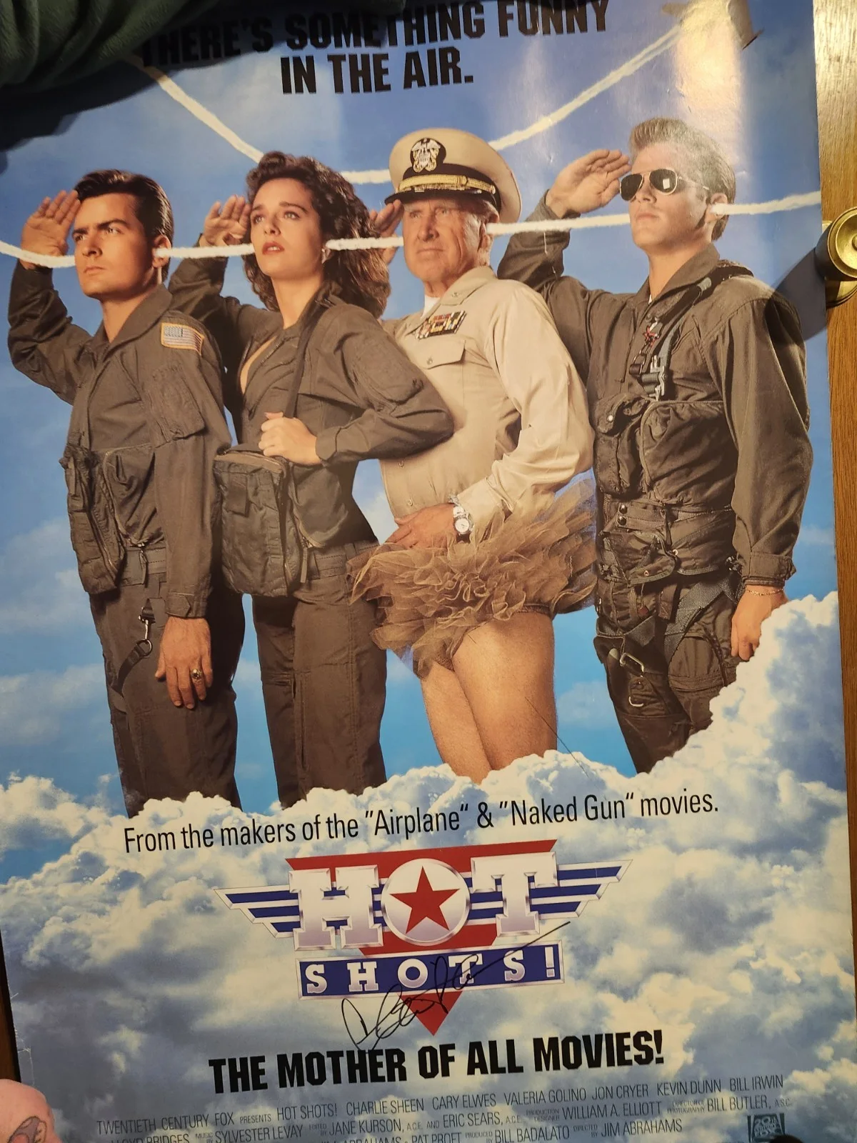 charlie sheen — Charlie Sheen Signed Autograph Hot Shots! Full Sized Poster! Psa Coa 2 Half Men, изображение 5
