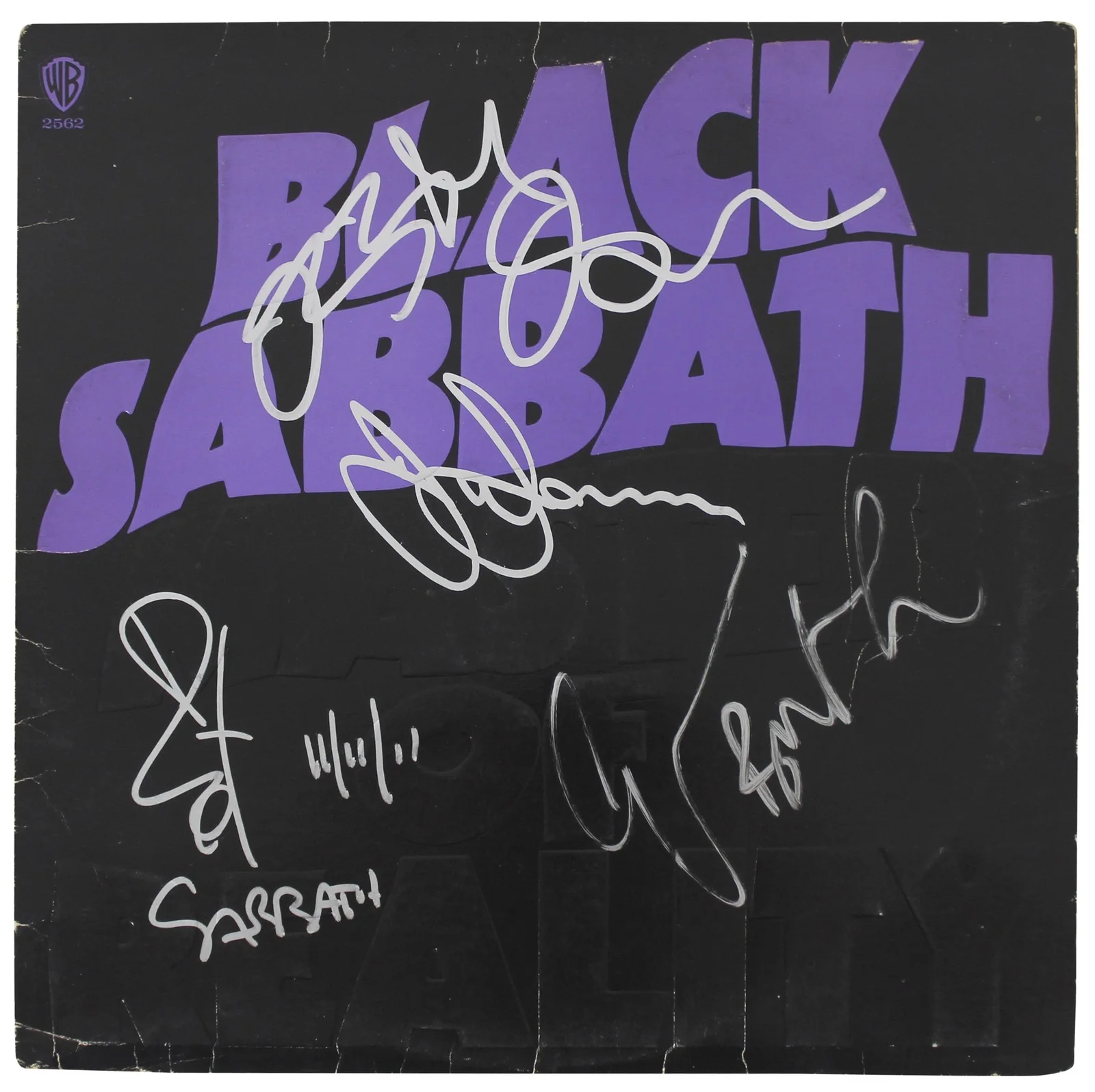 Ozzy Osbourne, Tony Iommi, Bill Ward, Geezer Butler — Black Sabbath (4) Osbourne, Iommi, Ward & Butler Signed Album Cover w Vinyl PSA, изображение 3