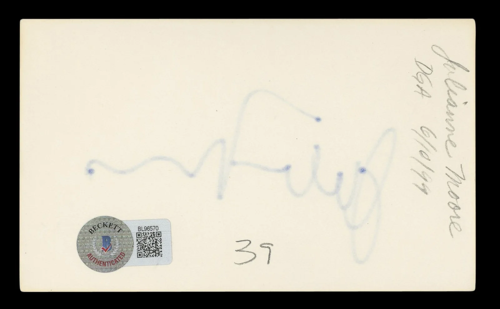 Julianne Moore — Julianne Moore Far From Heaven Authentic Signed 3x5 Index Card BAS #BL96570, image 2