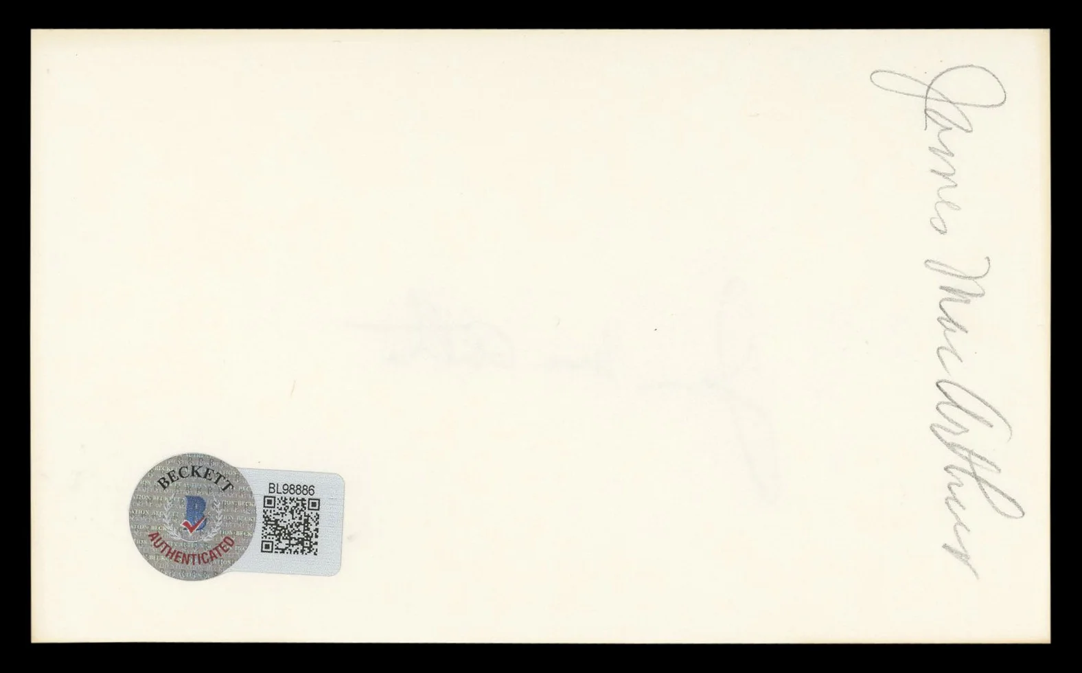 James MacArthur — James MacArthur Hawaii Five-O Authentic Signed 3x5 Index Card BAS #BL98886, image 2