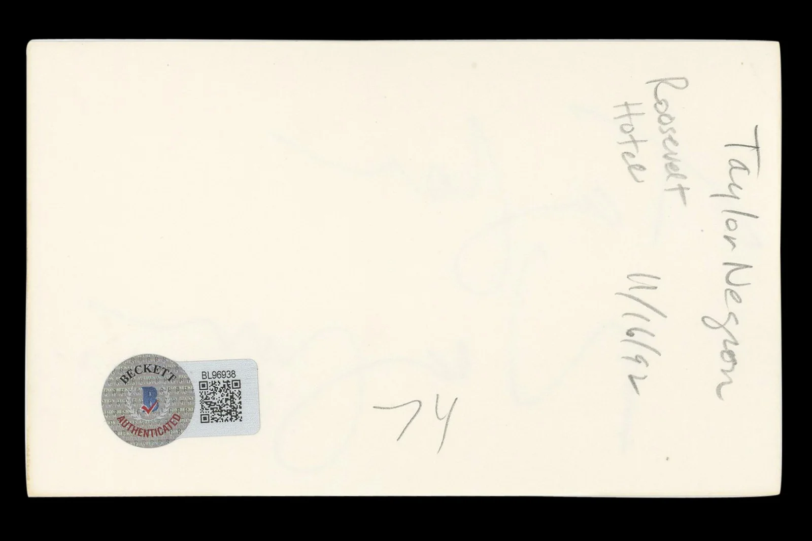 Taylor Negron — Taylor Negron The Last Boy Scout Authentic Signed 3x5 Index Card BAS #BL96938, изображение 2