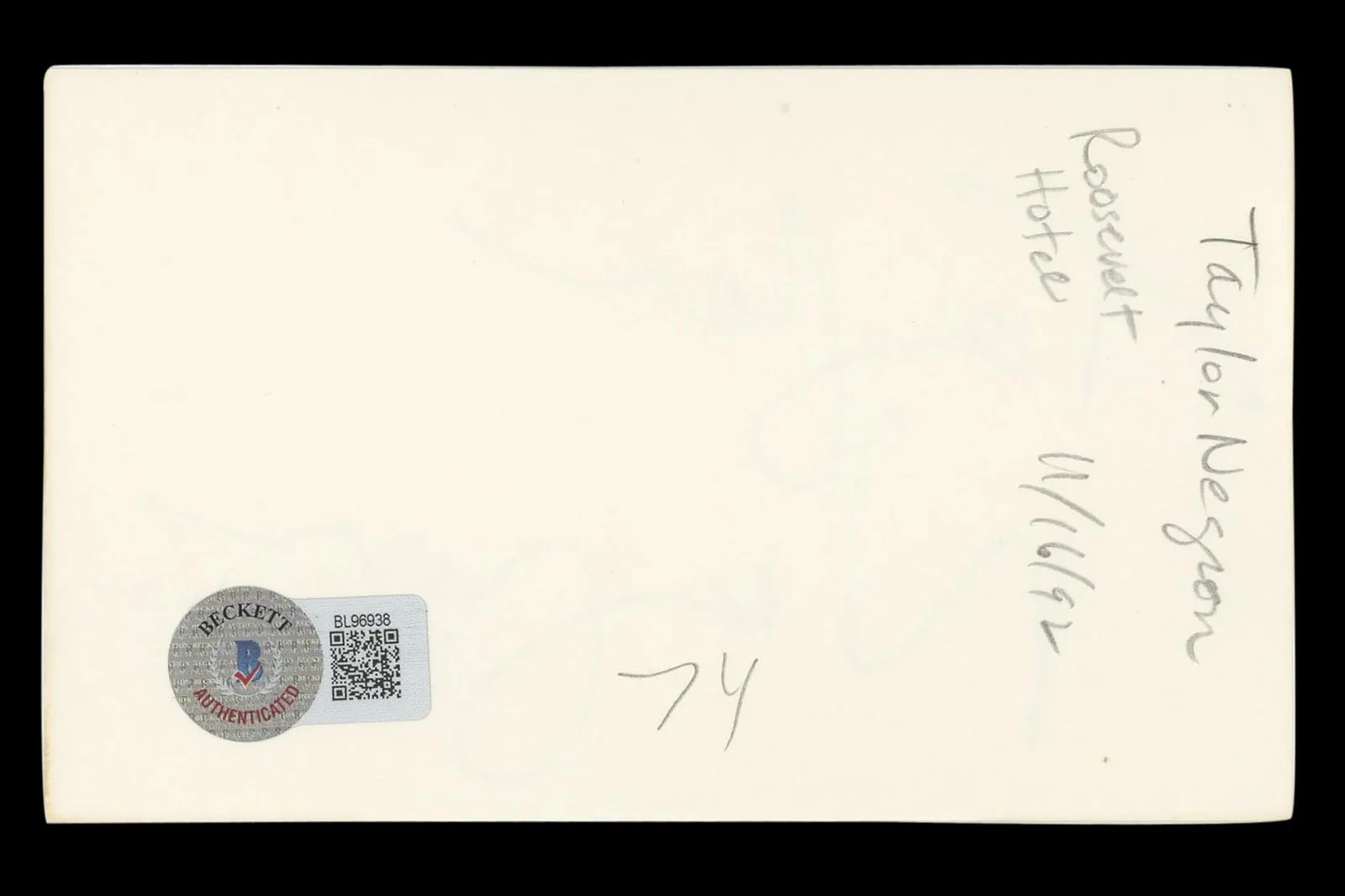 Taylor Negron — Taylor Negron The Last Boy Scout Authentic Signed 3x5 Index Card BAS #BL96938, изображение 5
