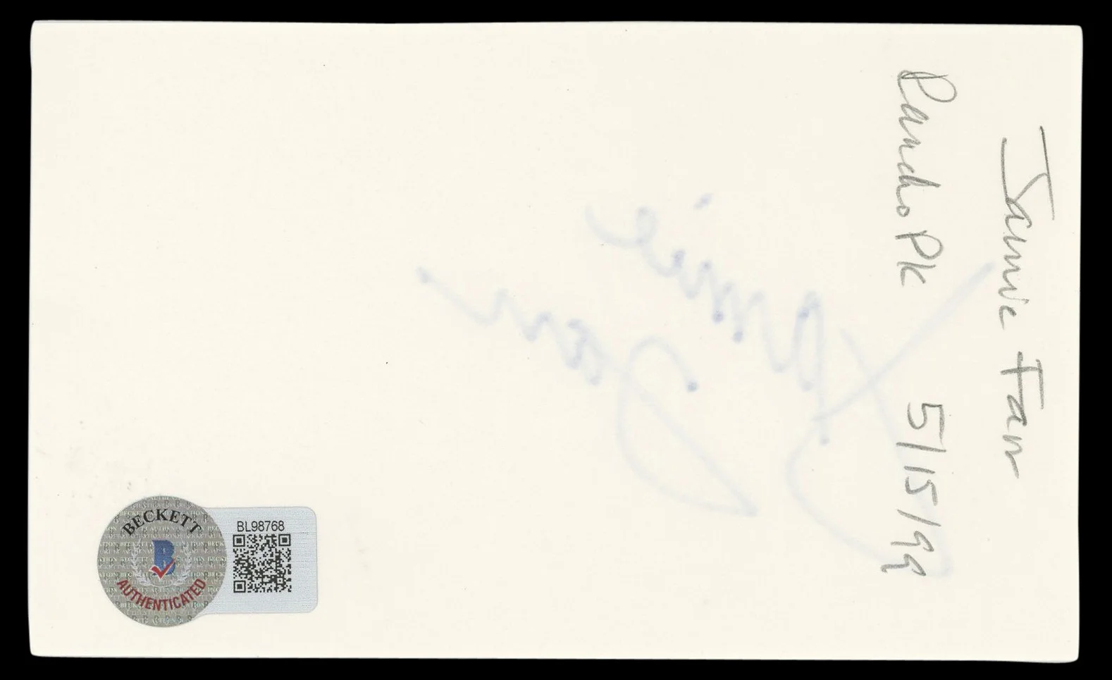 Jamie Farr — Jamie Farr M*A*S*H Authentic Signed 3x5 Index Card Autographed BAS #BL98768, изображение 2