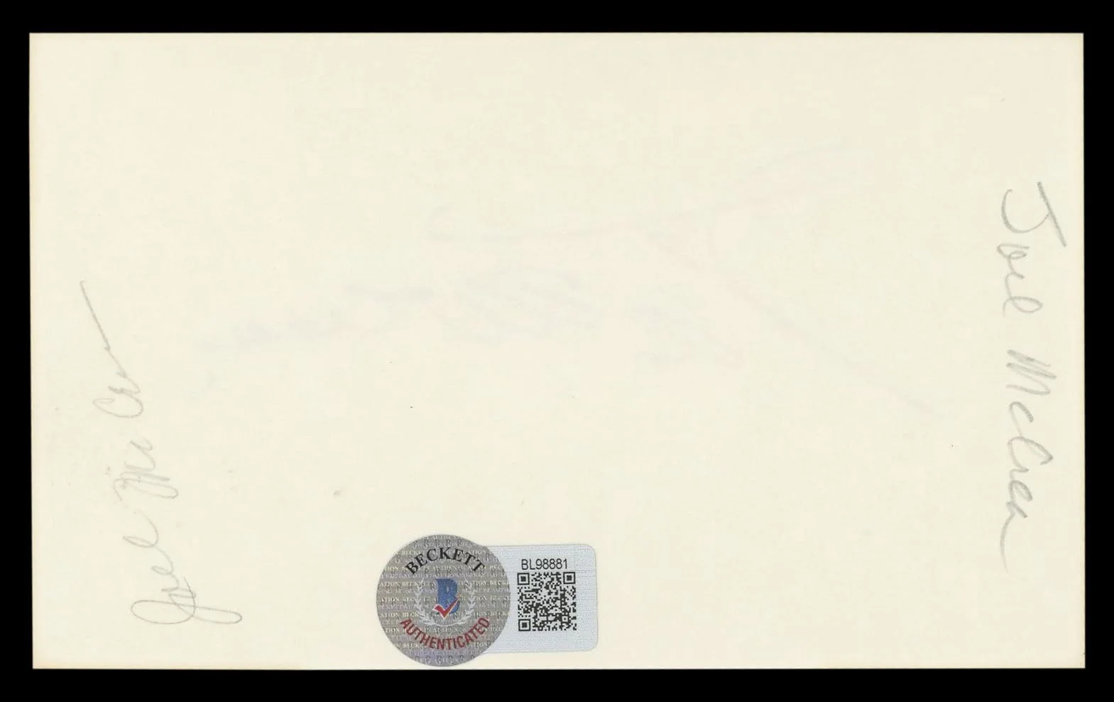 Joel McCrea — Joel McCrea Ride the High Country Authentic Signed 3x5 Index Card BAS #BL98881, image 5