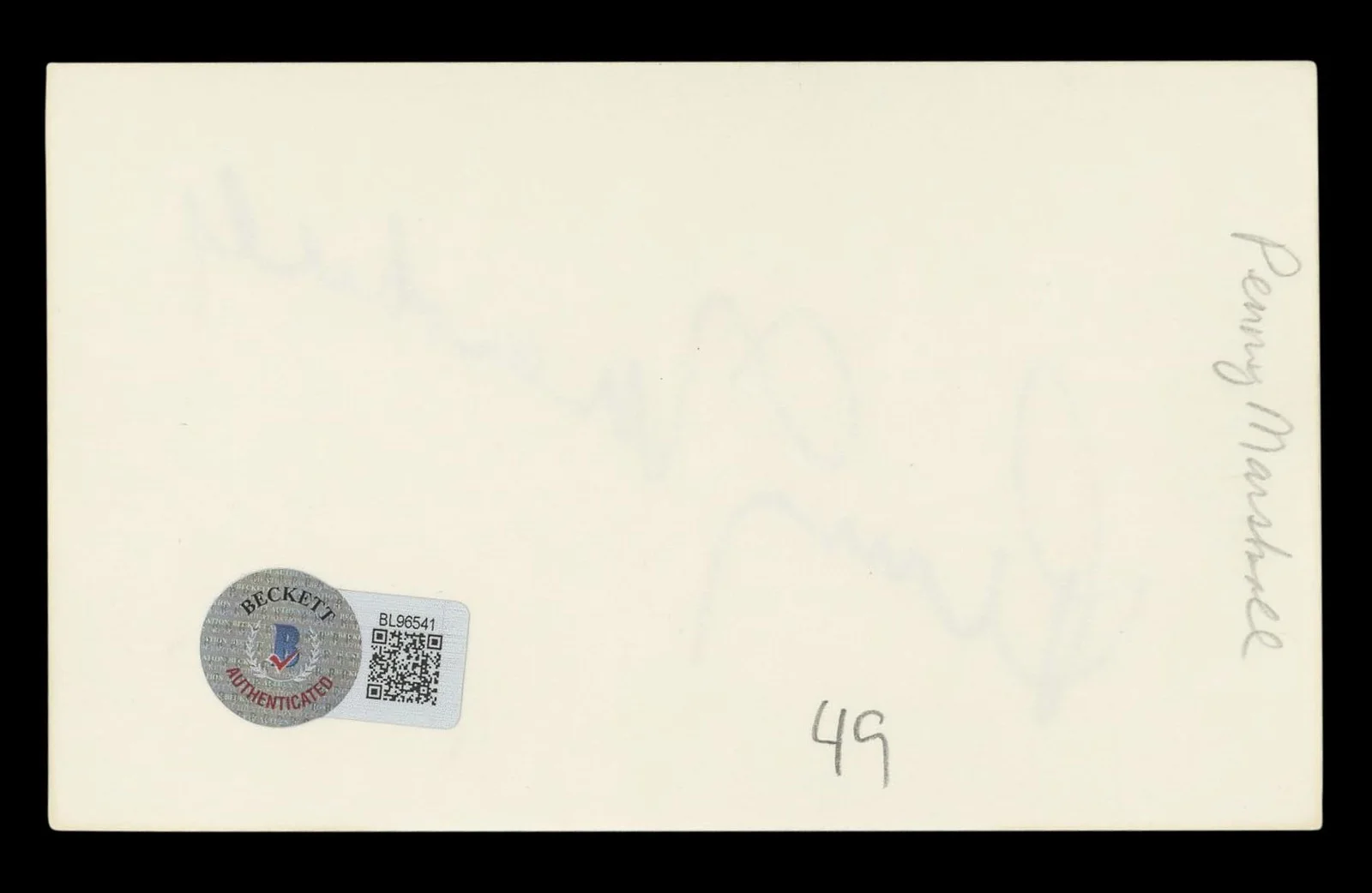 Penny Marshall — Penny Marshall Laverne & Shirley Authentic Signed 3x5 Index Card BAS #BL96541, изображение 5