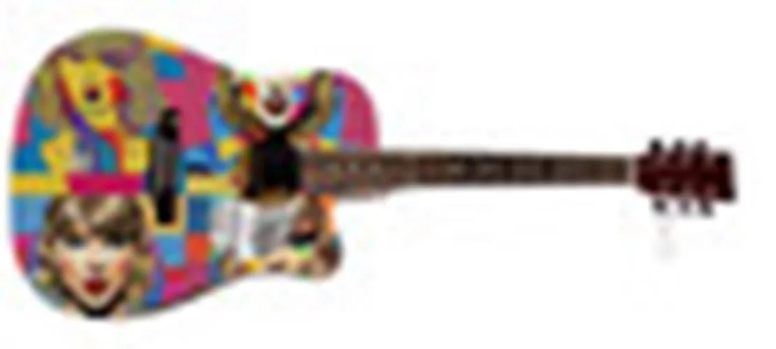 Taylor Swift Autographed w Heart Custom The Color of Love Acoustic Graphics Guit, изображение 2