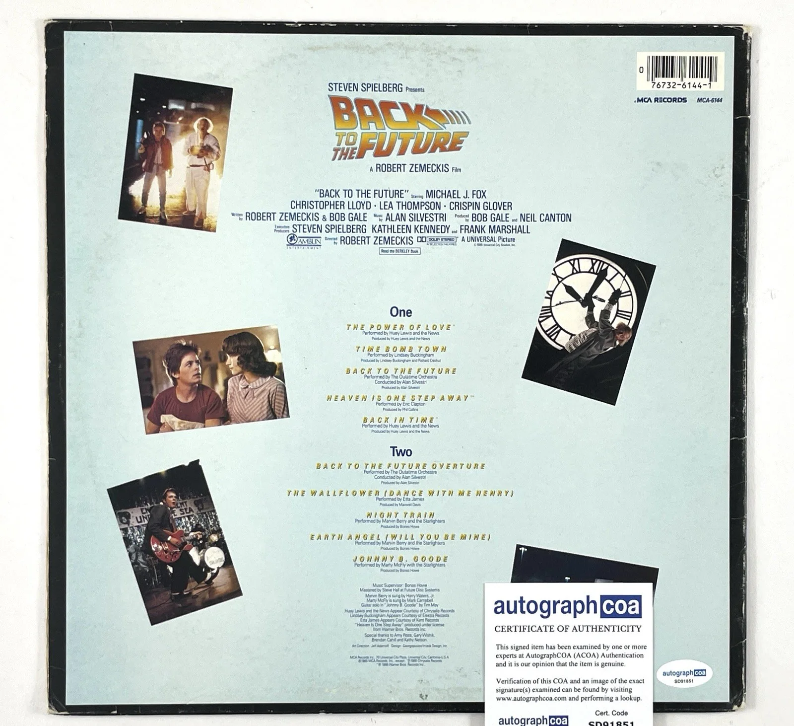 Back to the Future Huey Lewis Autographed Movie Soundtrack Vinyl Album Signed, изображение 3