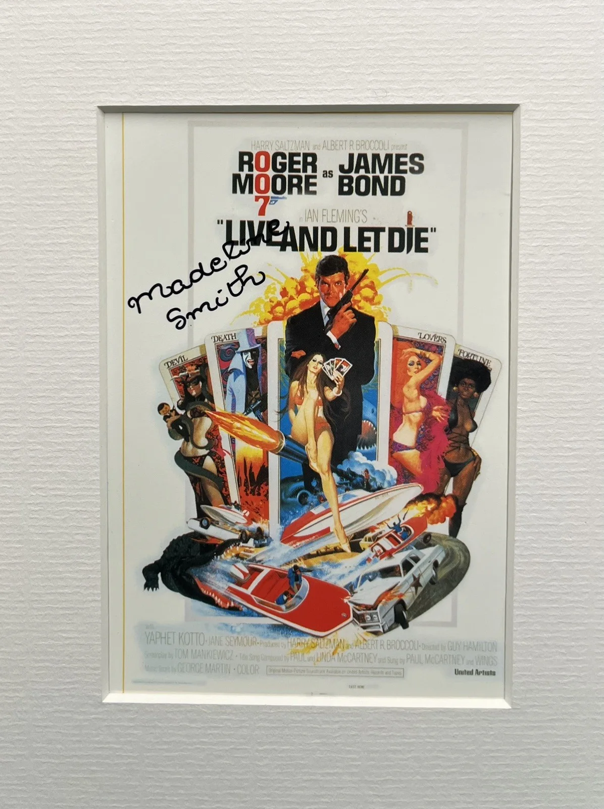 Madeline Smith Signed LIVE AND LET DIE Original 35mm Film Cell Mounted Display, image 3