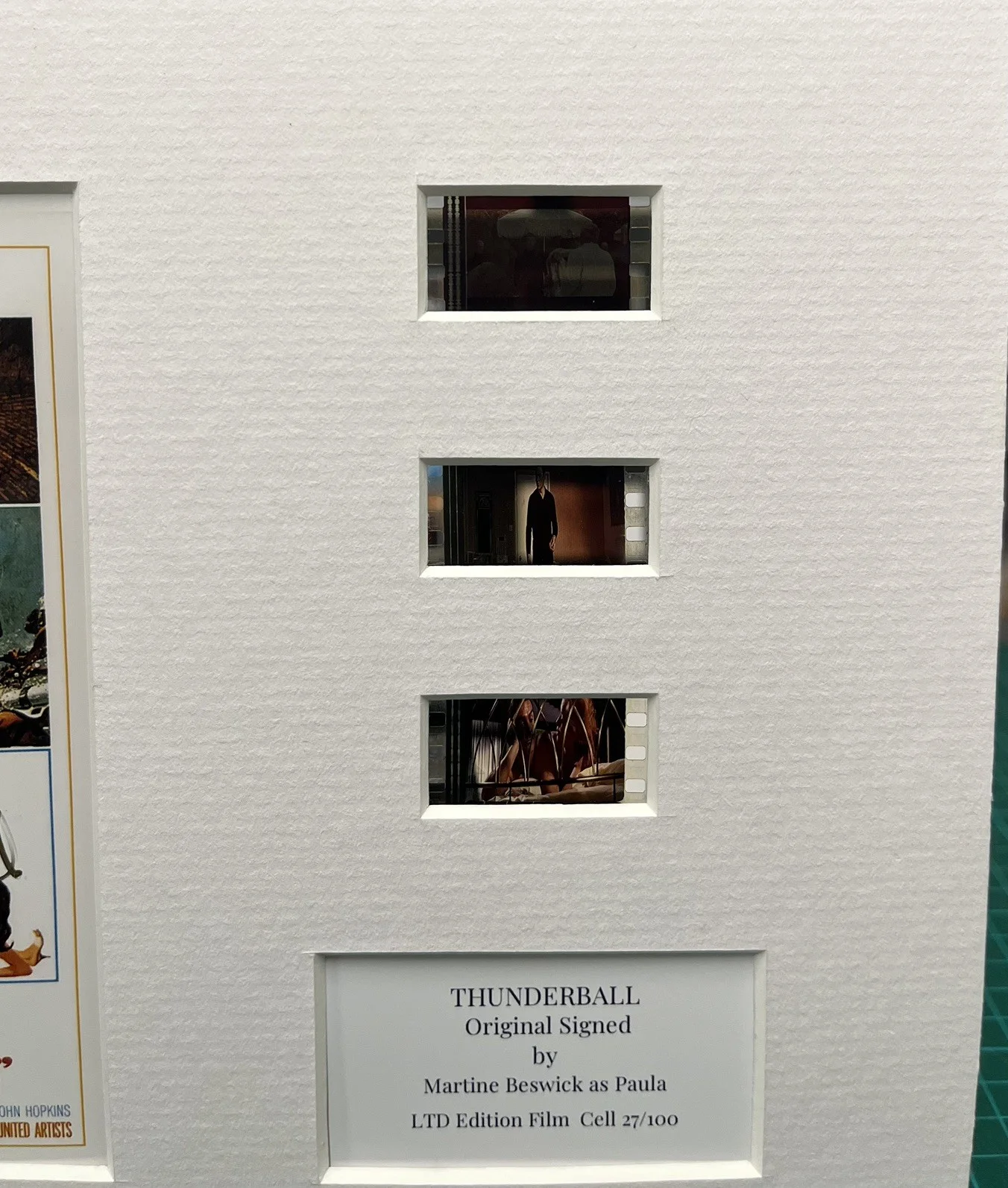 Martine Beswick Signed . THUNDERBALL . Original 35mm Film Cell Mounted Display, image 4