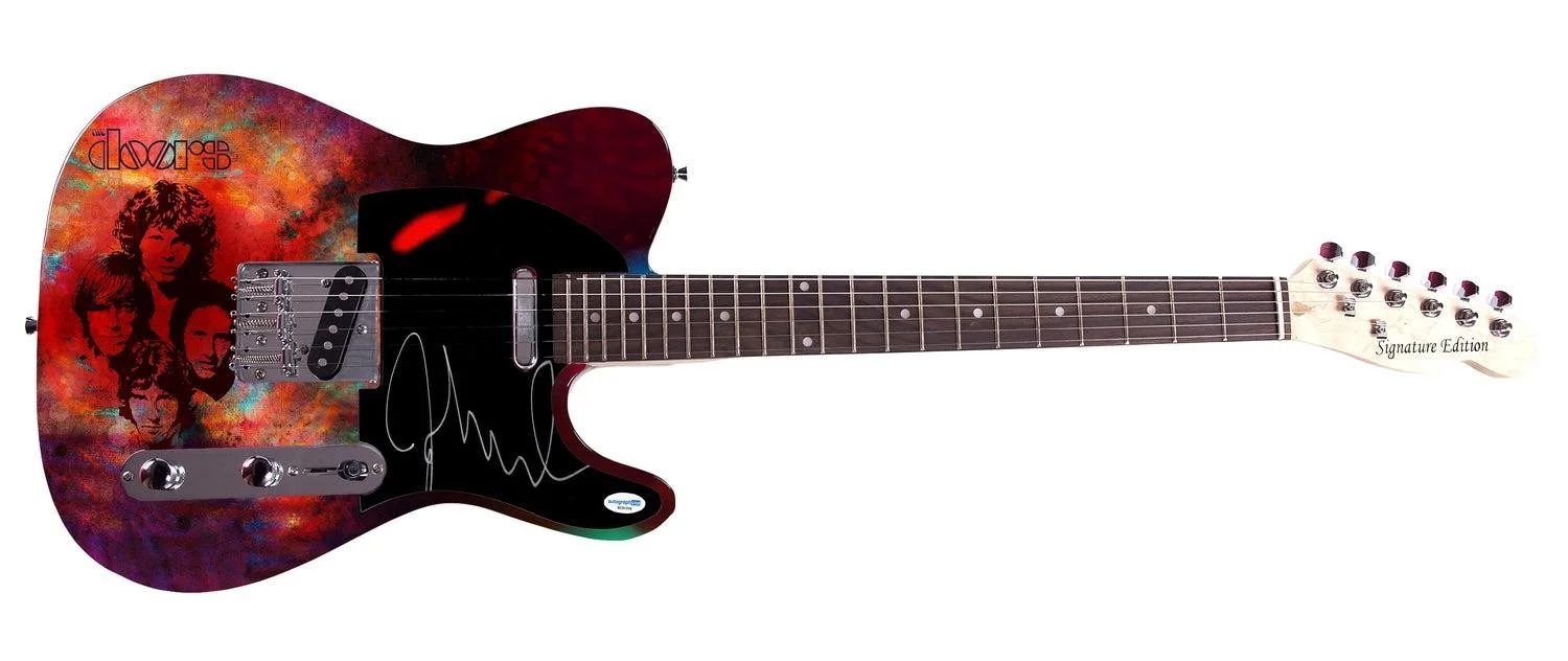 The Doors John Densmore Autographed "Psychedelic Silhouette" 1/1 Graphics Guitar, image 3