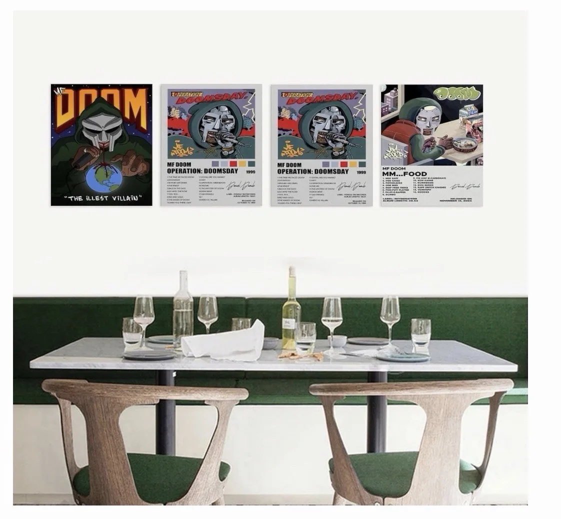 MF Doom 4 PCS Album Poster Music Canvas Wall Art 08x10inch(20x25cm), изображение 4