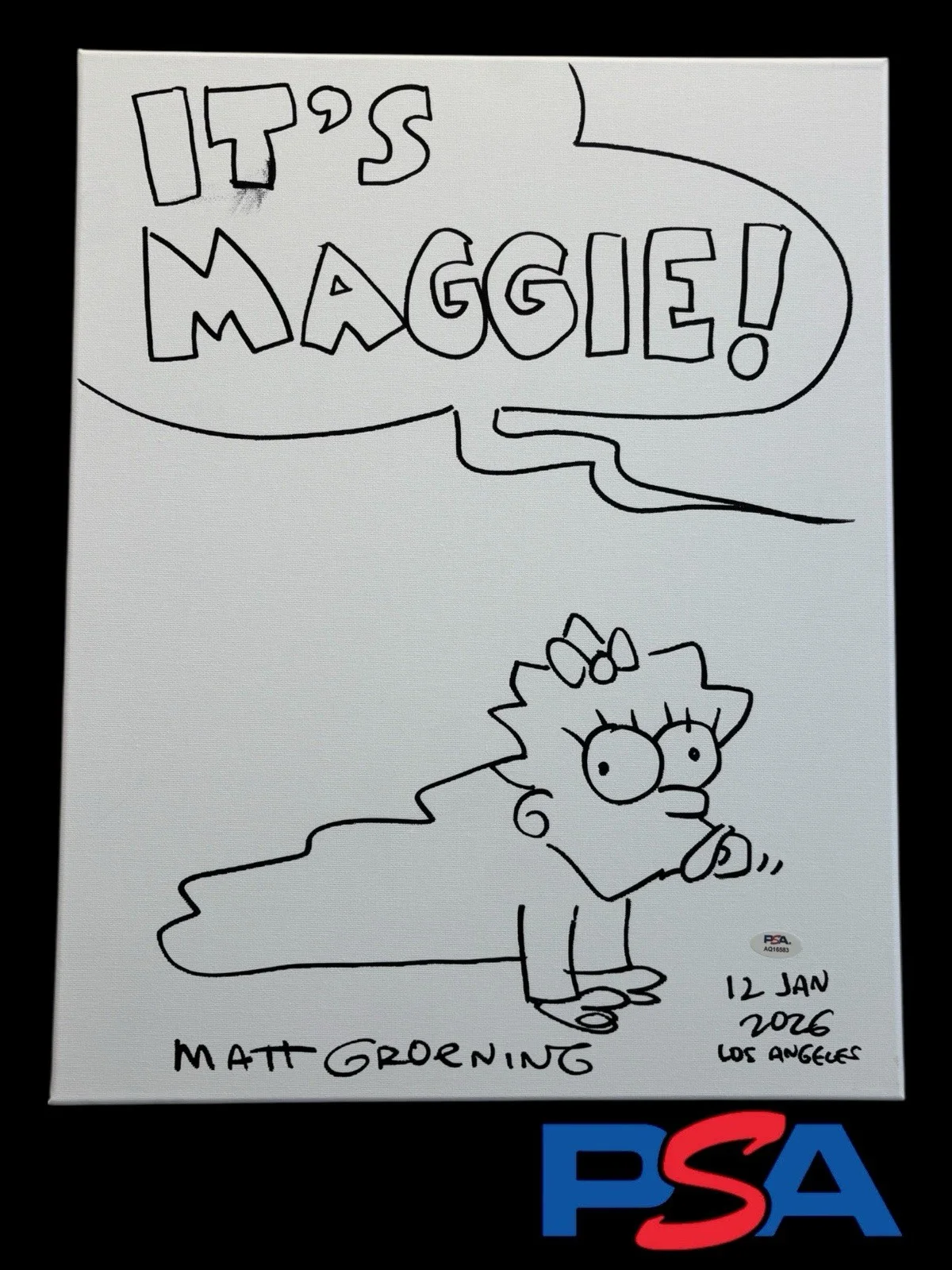 Matt Groening — Matt Groening Signed 16x20 Canvas Maggie Simpson Sketch PSA/DNA LOA 10 AUTO, image 3