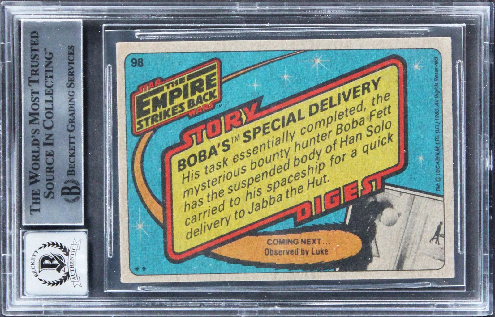 Jeremy Bulloch, Alan Harris, Quentin Pierre, Jason Wingreen — (4) Bulloch, Wingreen, +2 Signed 1980 Star Wars ESB #252 Card Auto 10 BAS Slab, image 2