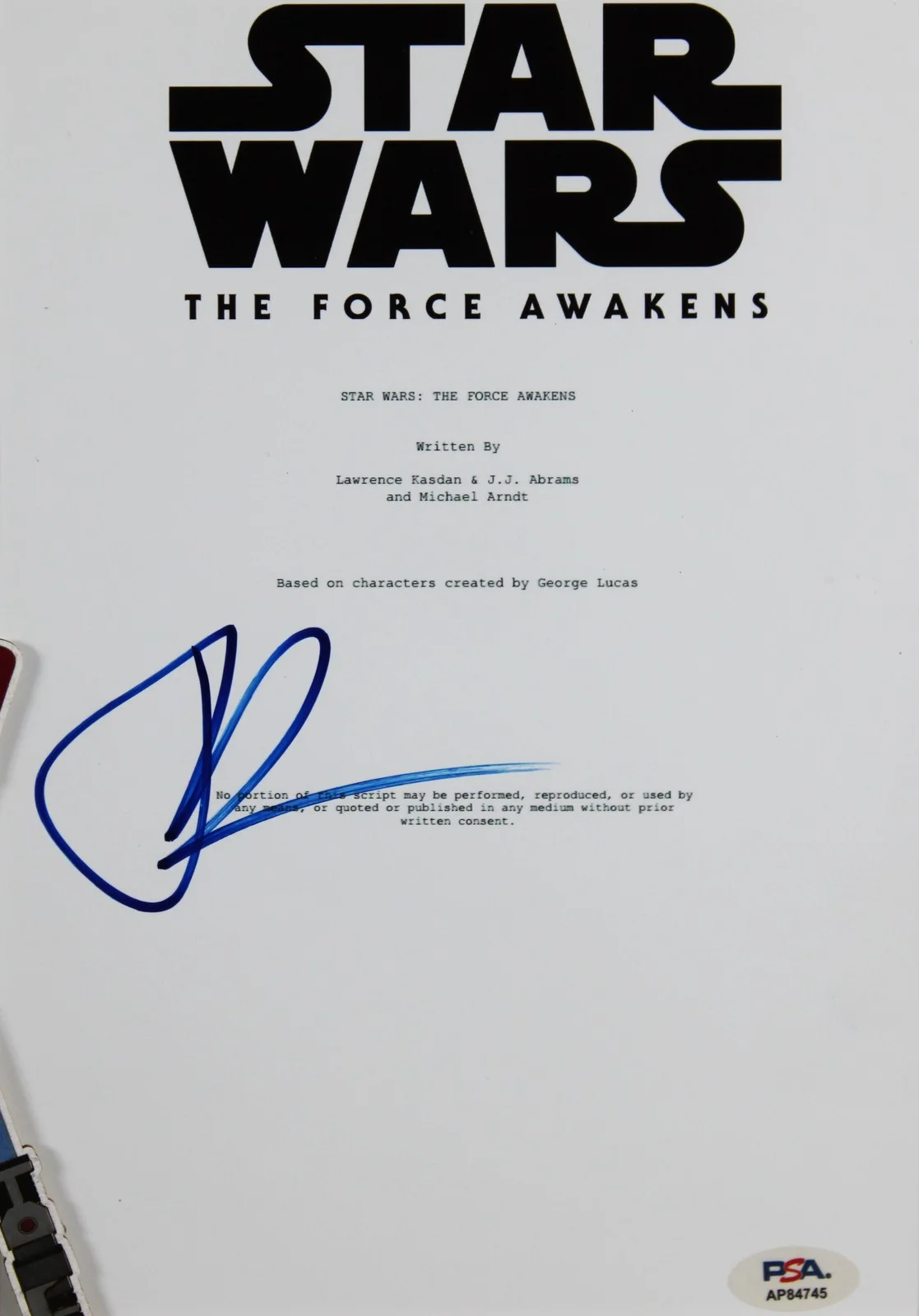 J.J. Abrams — J.J. Abrams Signed & Framed Star Wars The Force Awakens Script Cover Photo PSA, image 2