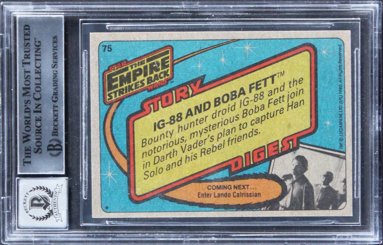 Jeremy Bulloch, Jason Wingreen, Bill Hargreaves — (3) Bulloch, Wingreen +1 Signed 1980 Star Wars ESB #252 Card Auto 10! BAS Slab, изображение 2