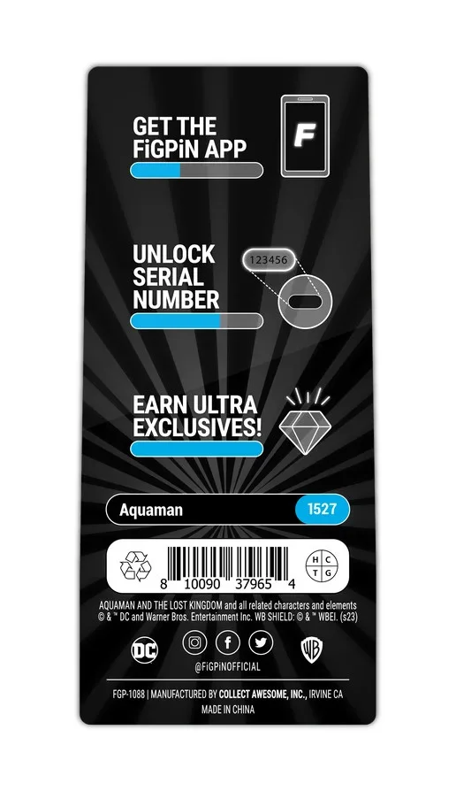 FiGPiN Aquaman (1527) DC-Aquaman and the Lost Kingdom LE100 3-Inch Enamel Pin, изображение 3