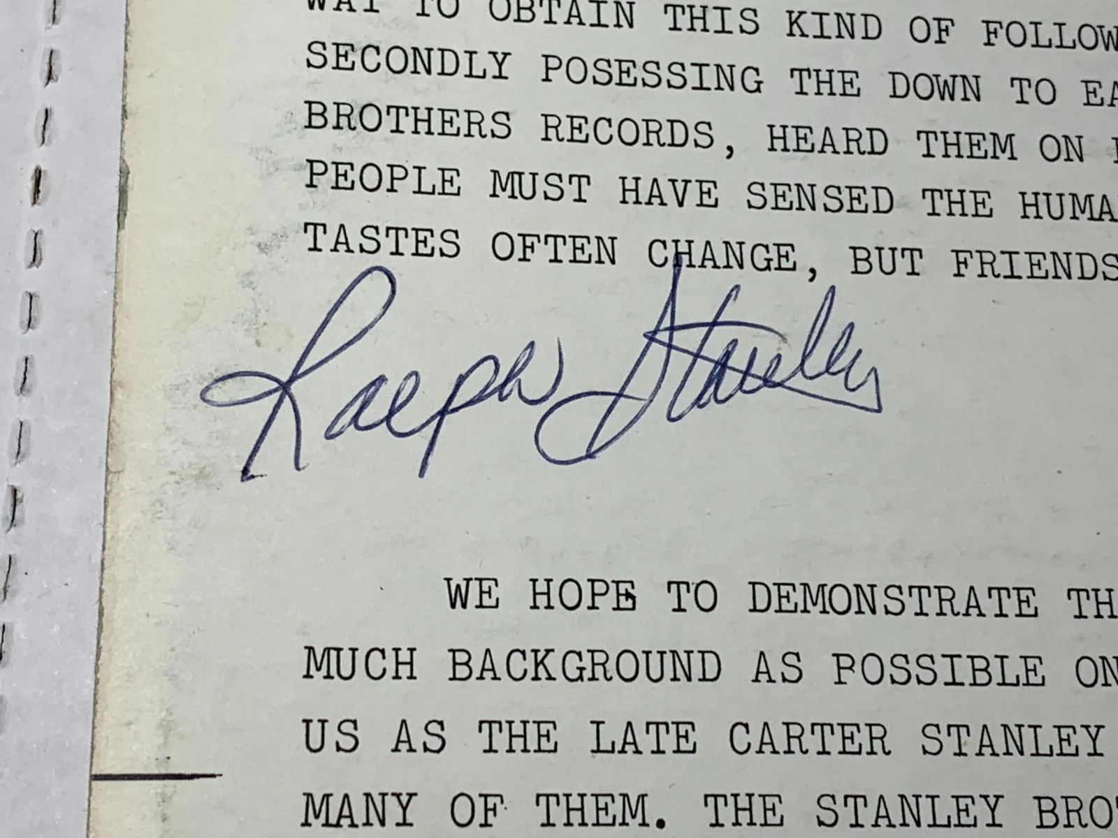 RALPH STANLEY Signed Autograph Album STANLEY BROTHERS Live Lp Bluegrass, изображение 2