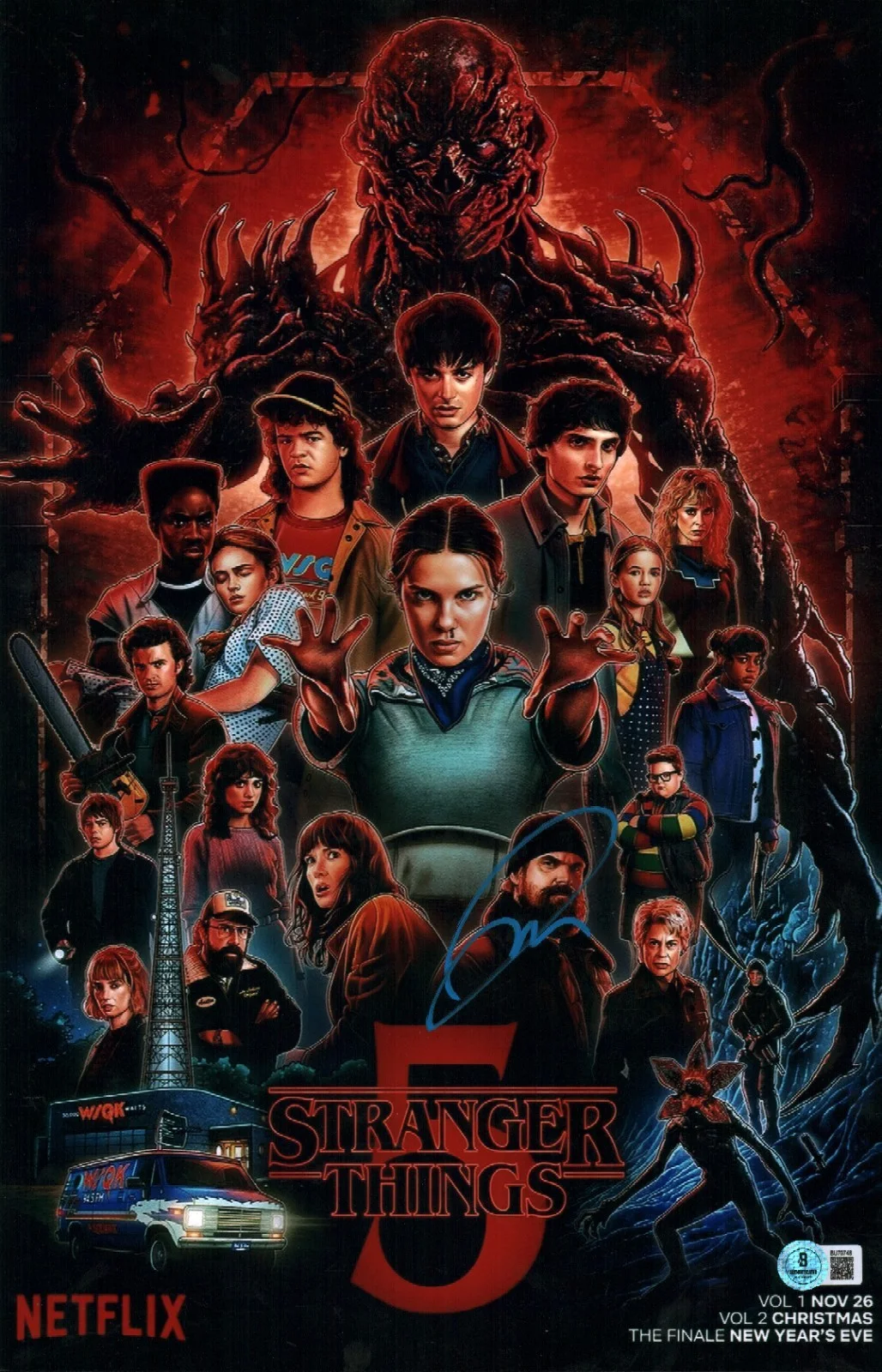 Jamie Campbell Bower — JAMIE CAMPBELL BOWER SIGNED VECNA 11X17 PHOTO 001 STRANGER THINGS S5 COA BAS