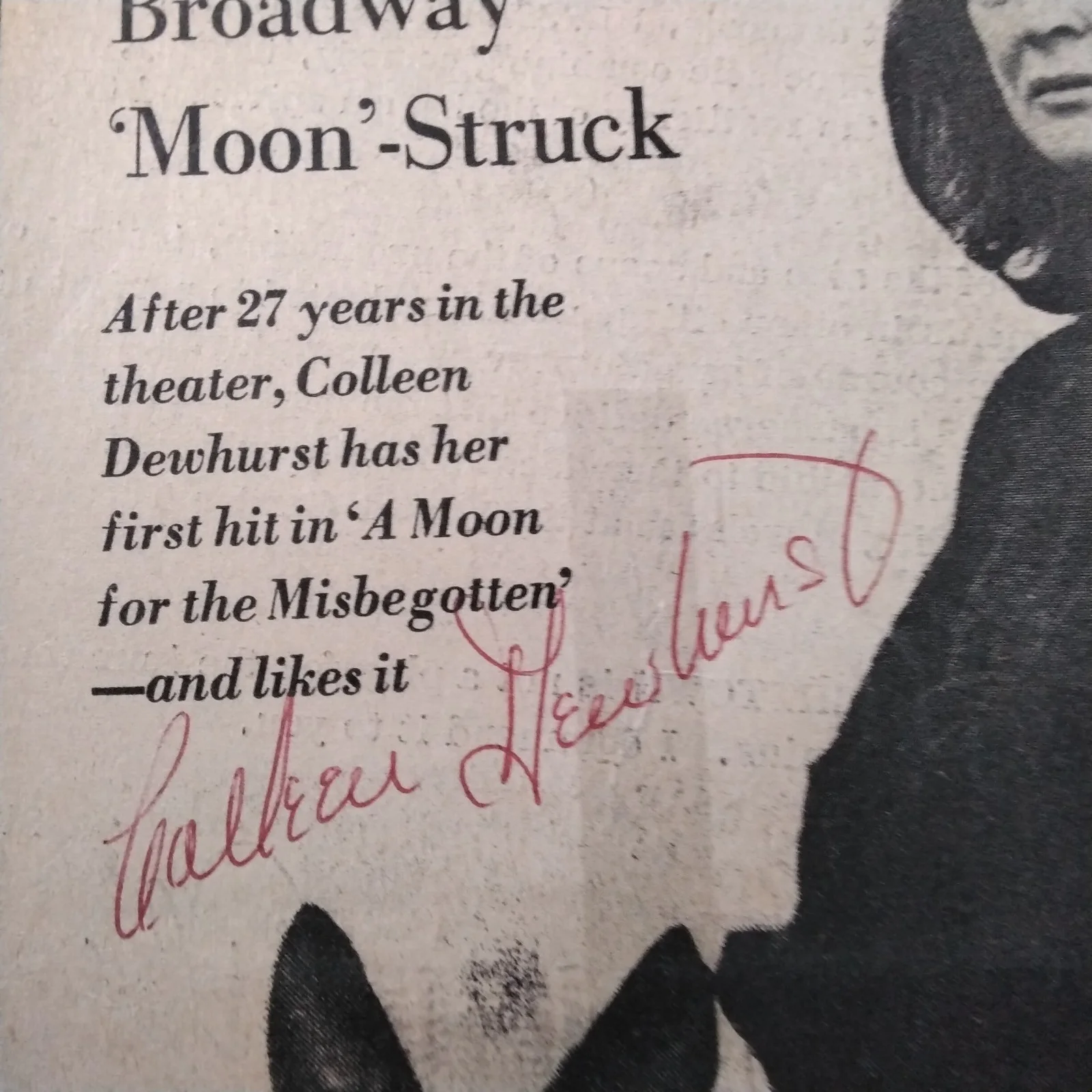Colleen Dewhurst SIGNED 1974 Play Ad Stage TV Actress Moon for the Misbegotten, изображение 5