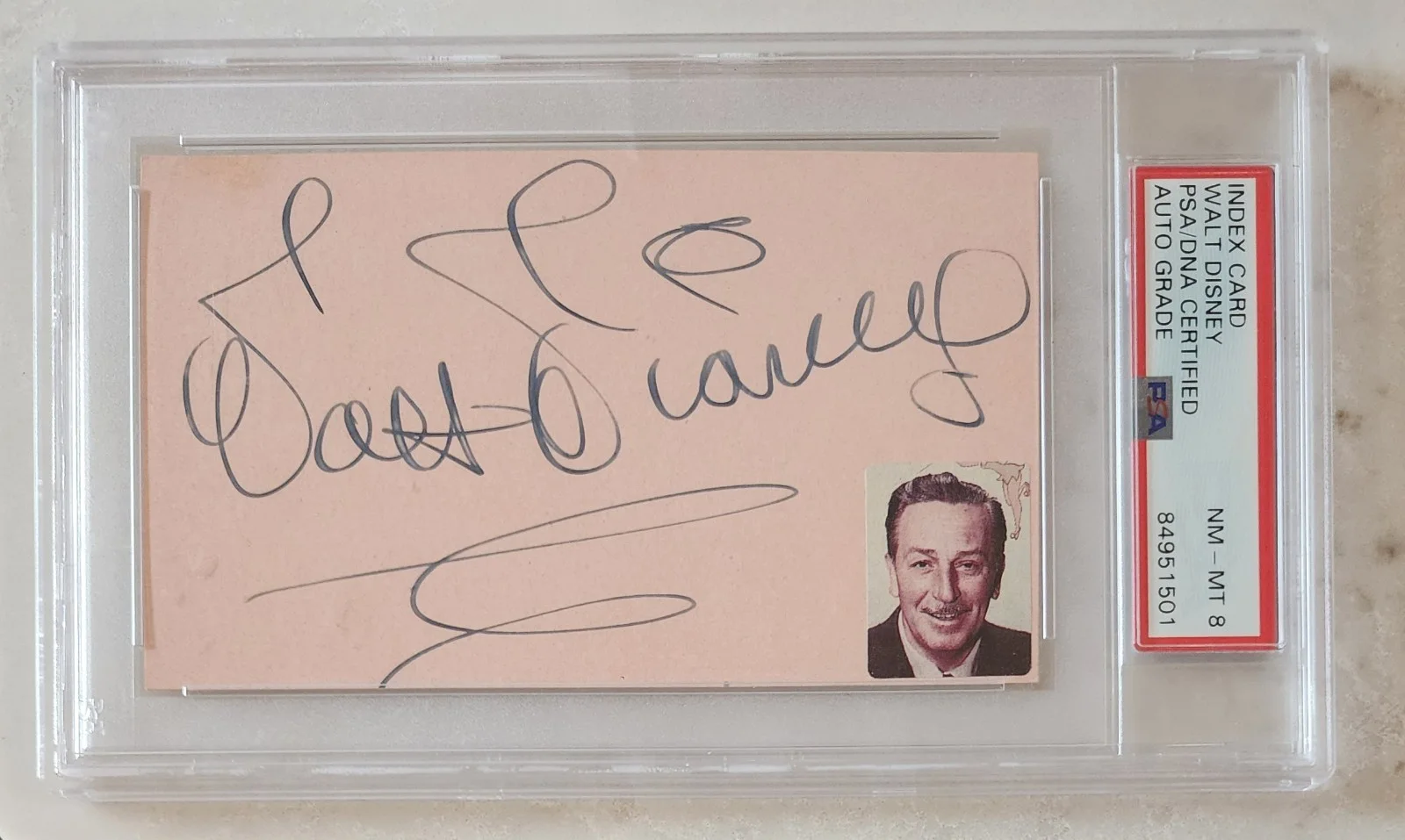 Walt Disney — WALT DISNEY Signed Index Card PSA/DNA 8 AUTO AUTOGRAPH SIGNATURE MICKEY MOUSE