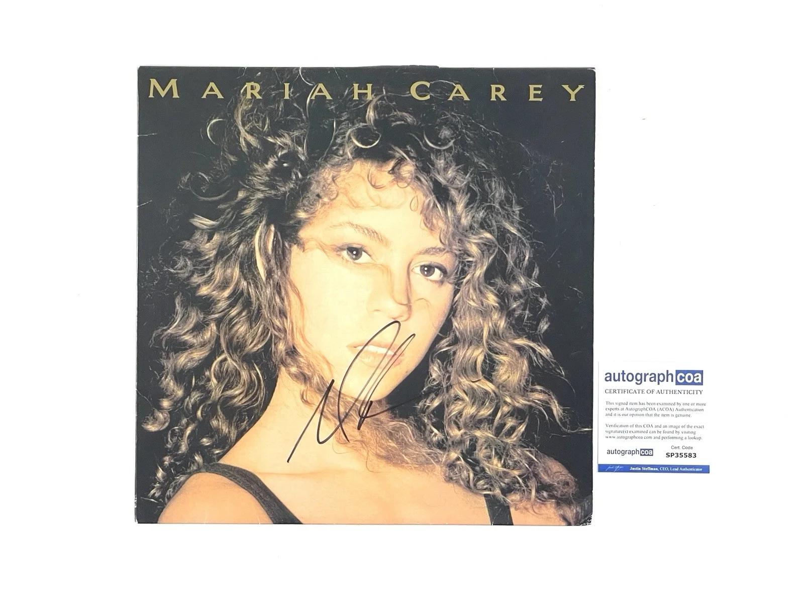 Mariah Carey Autographed Signed Coke Bottle Color Vinyl Debut Album Reissue ACOA, изображение 2